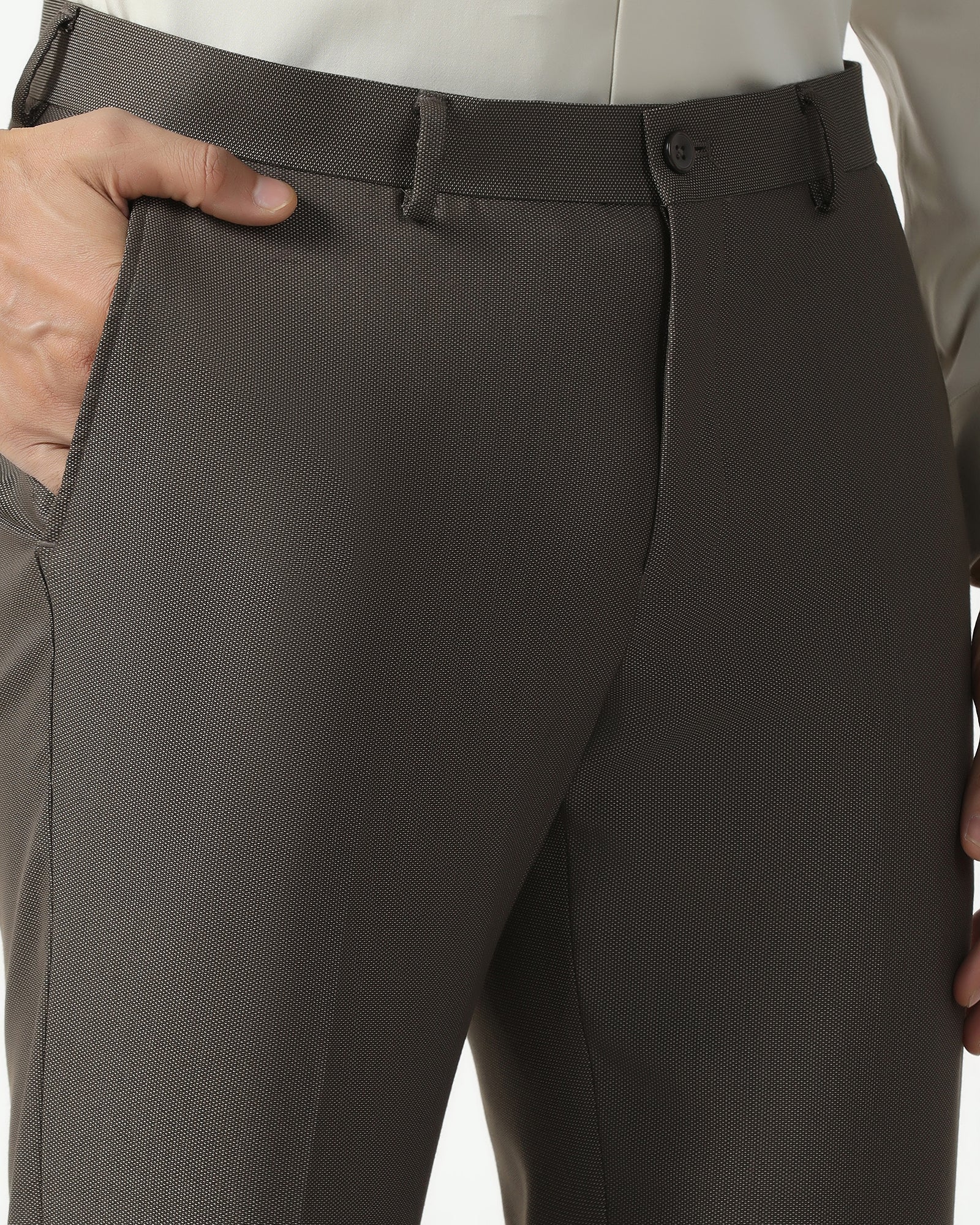 Brown Textured Trouser - Monk