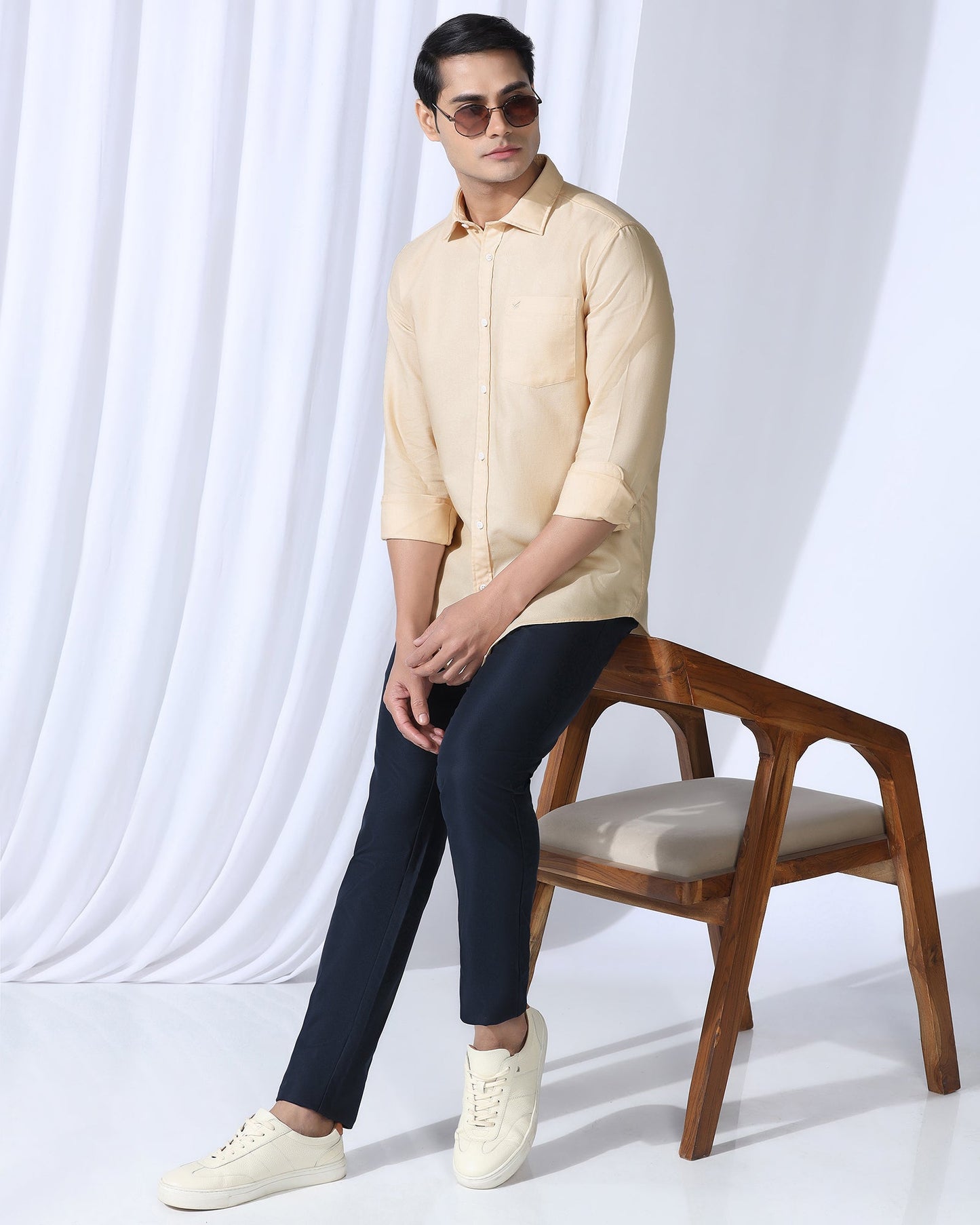 Casual Beige Textured Shirt - Caty