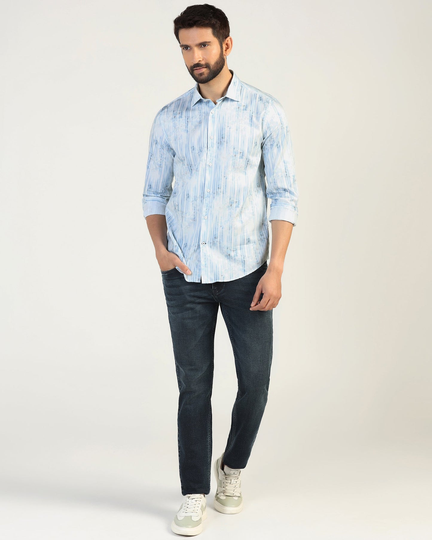 Casual Blue Printed Shirt - Pacom