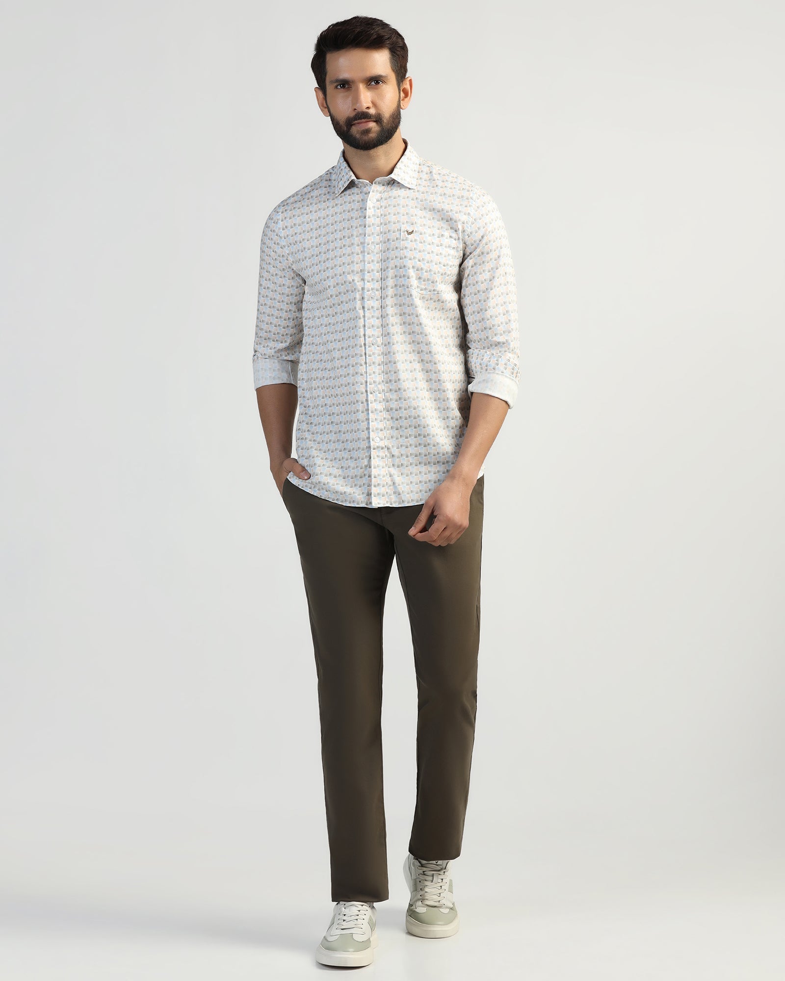 Casual Beige Printed Shirt - Felip