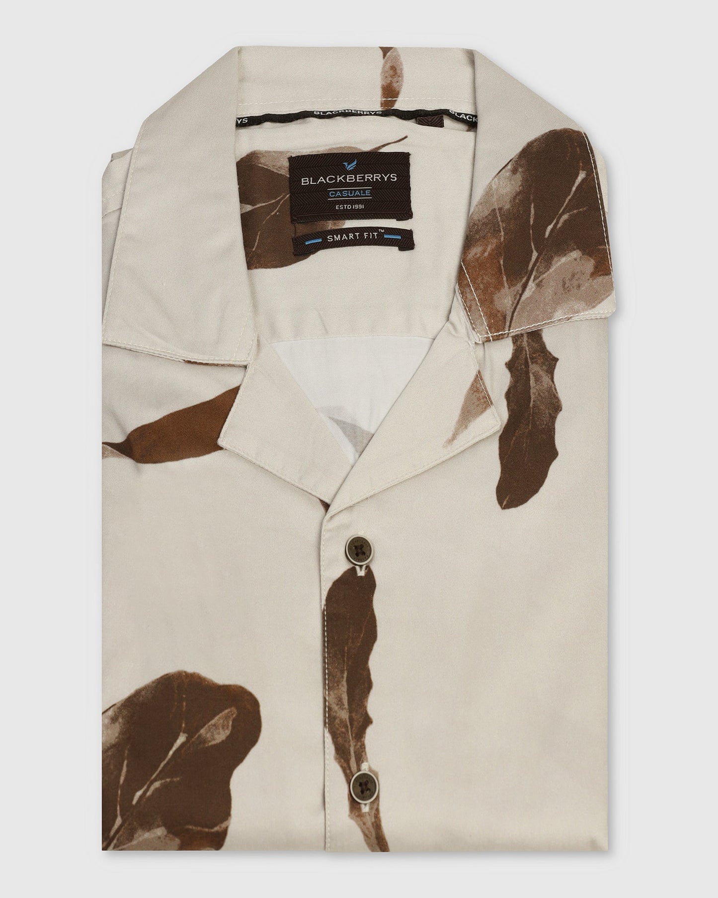 Casual Half Sleeve Beige Printed Shirt - Rowen