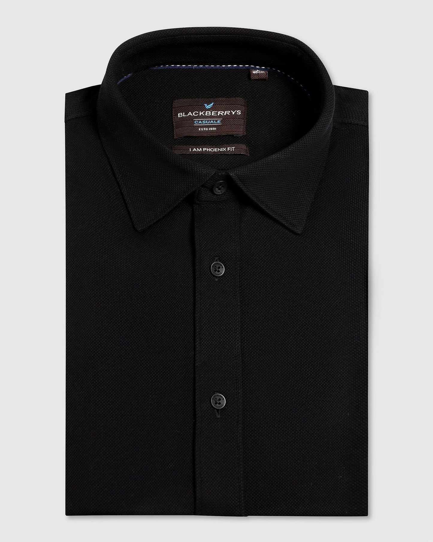 Casual Black Solid Shirt - Pareto