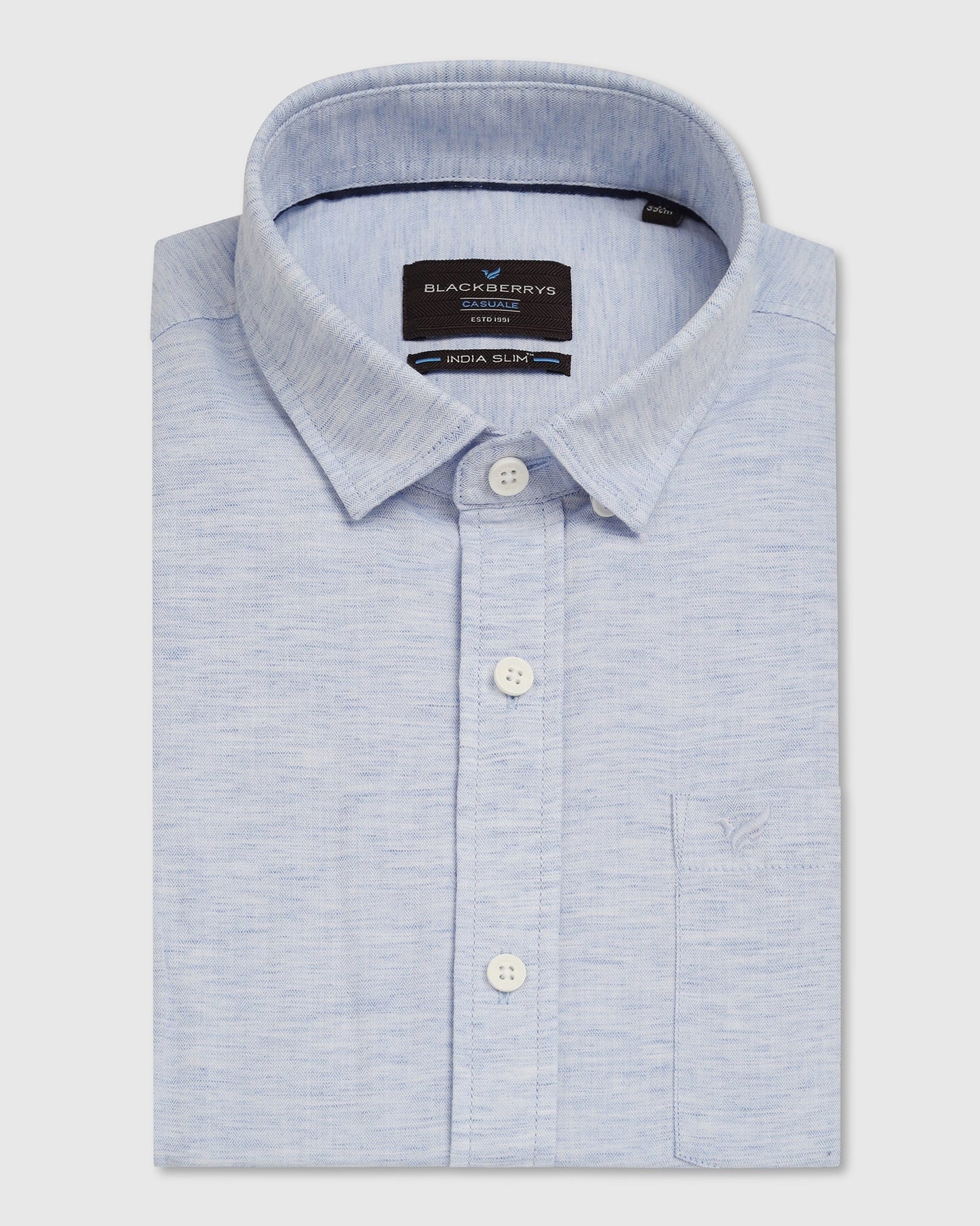Casual Blue Solid Shirt - Josko