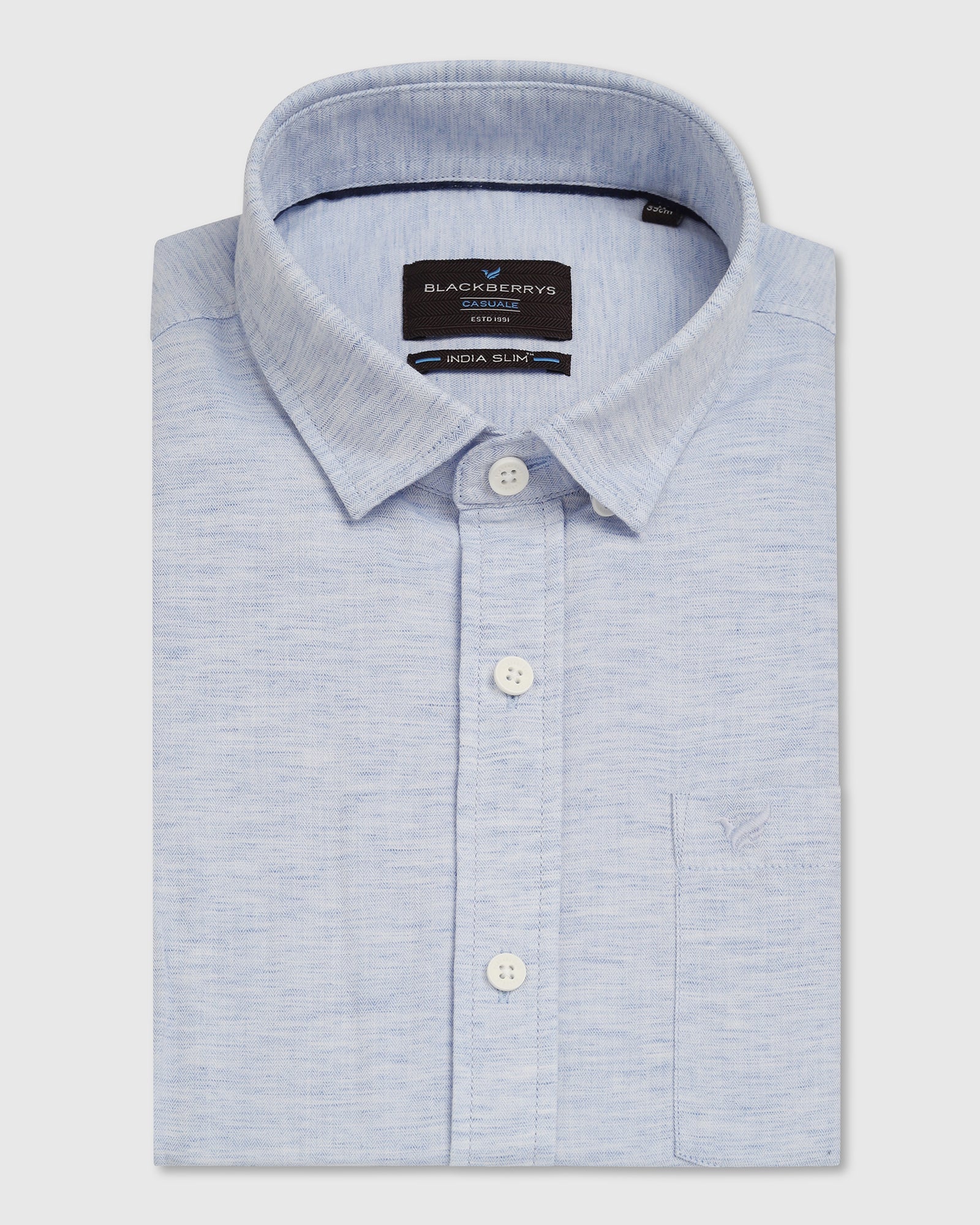 Casual Blue Solid Shirt - Josko