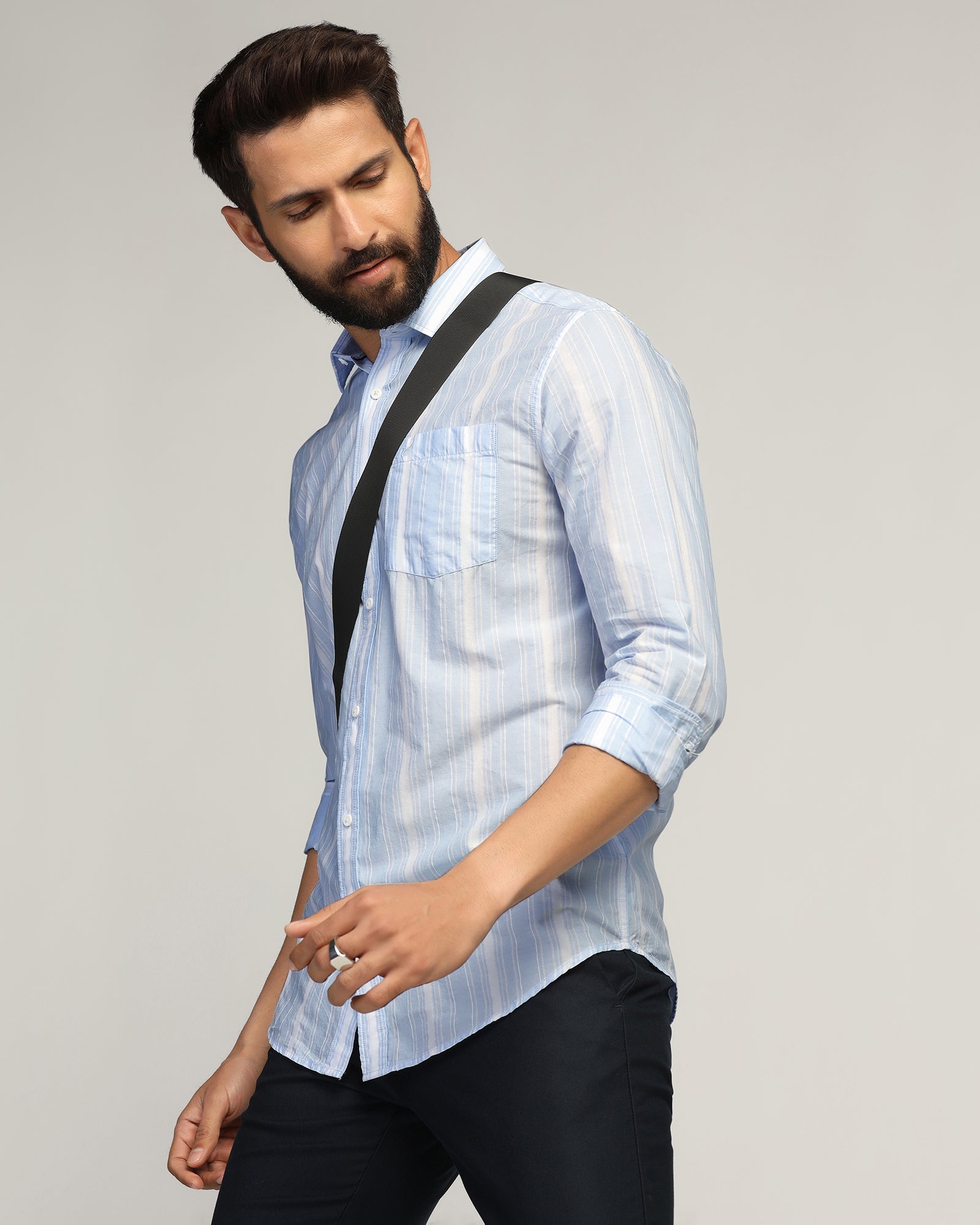 Casual Blue Stripe Shirt - Koben