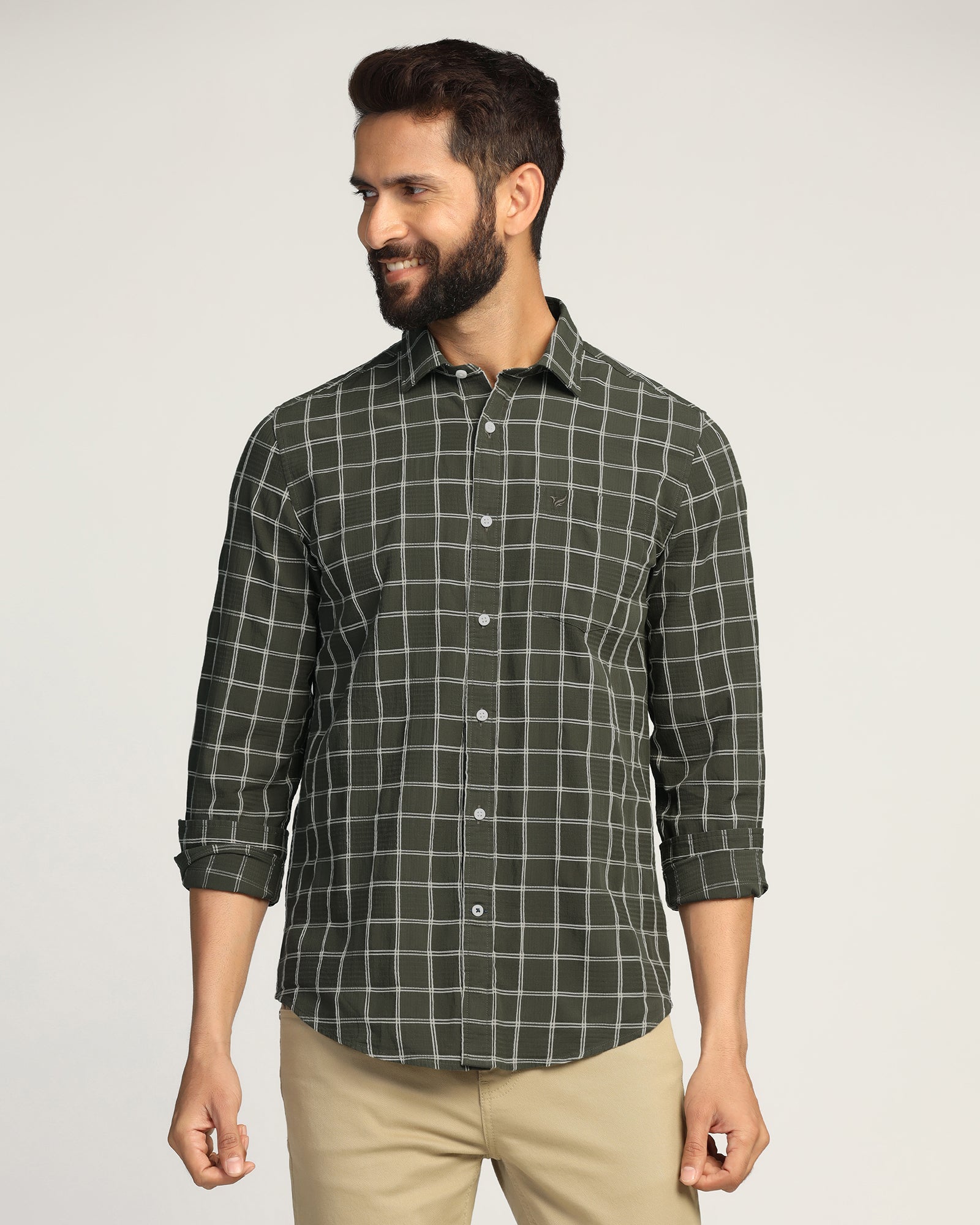 Casual Green Check Shirt - Josen