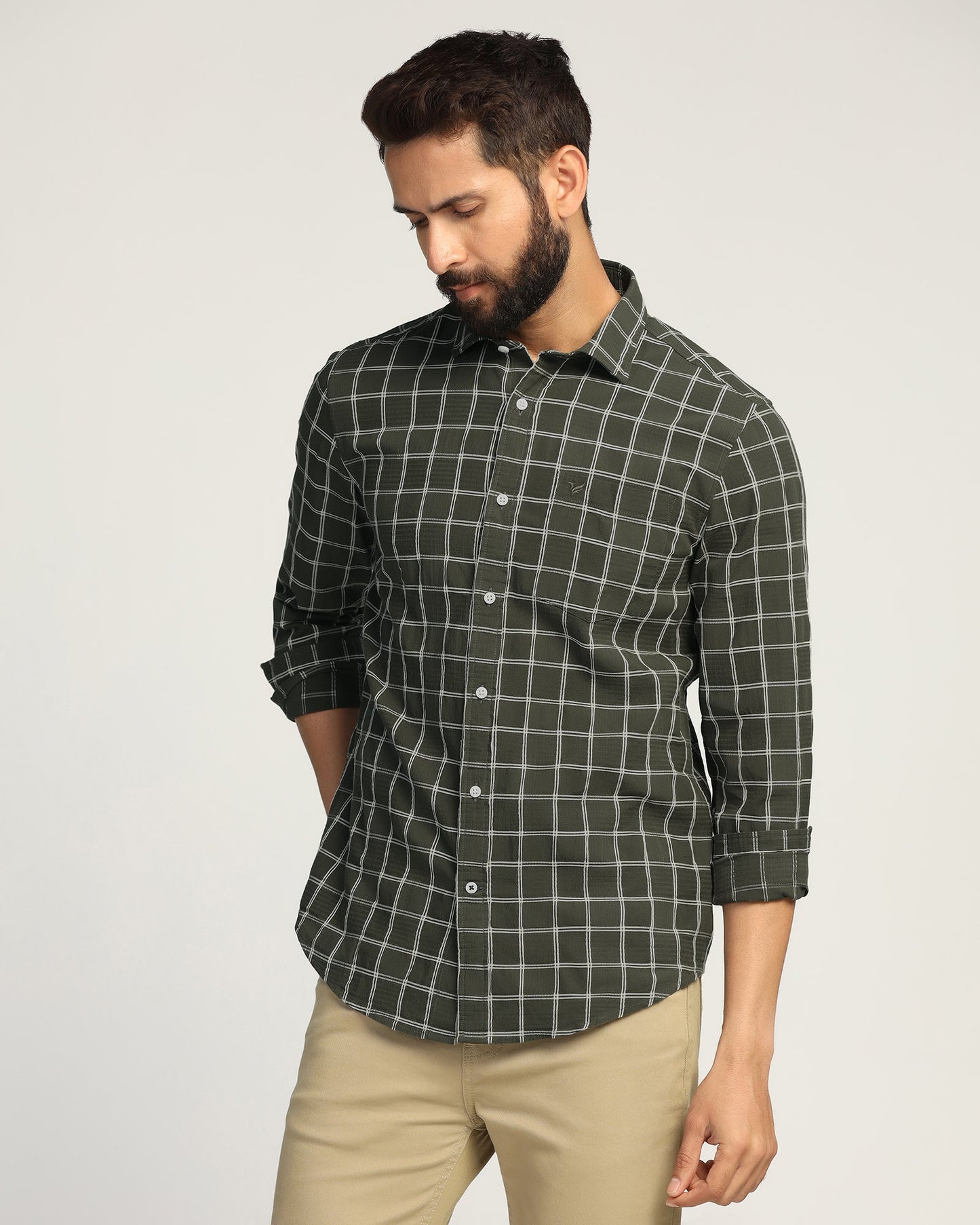 Casual Green Check Shirt - Josen