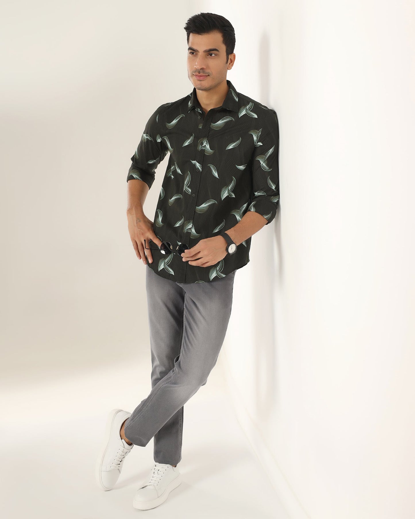 Casual Green Printed Shirt - Geri