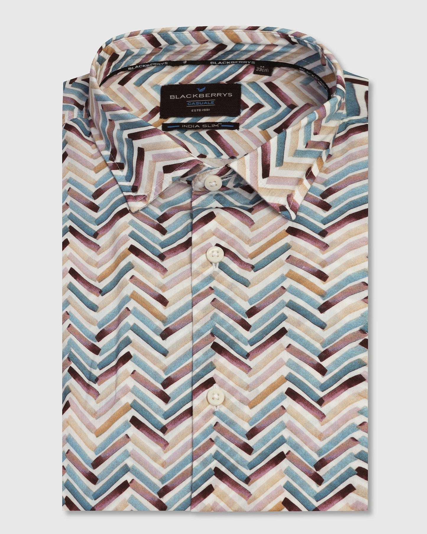 Casual Half Sleeve Blue Printed Shirt - Alba