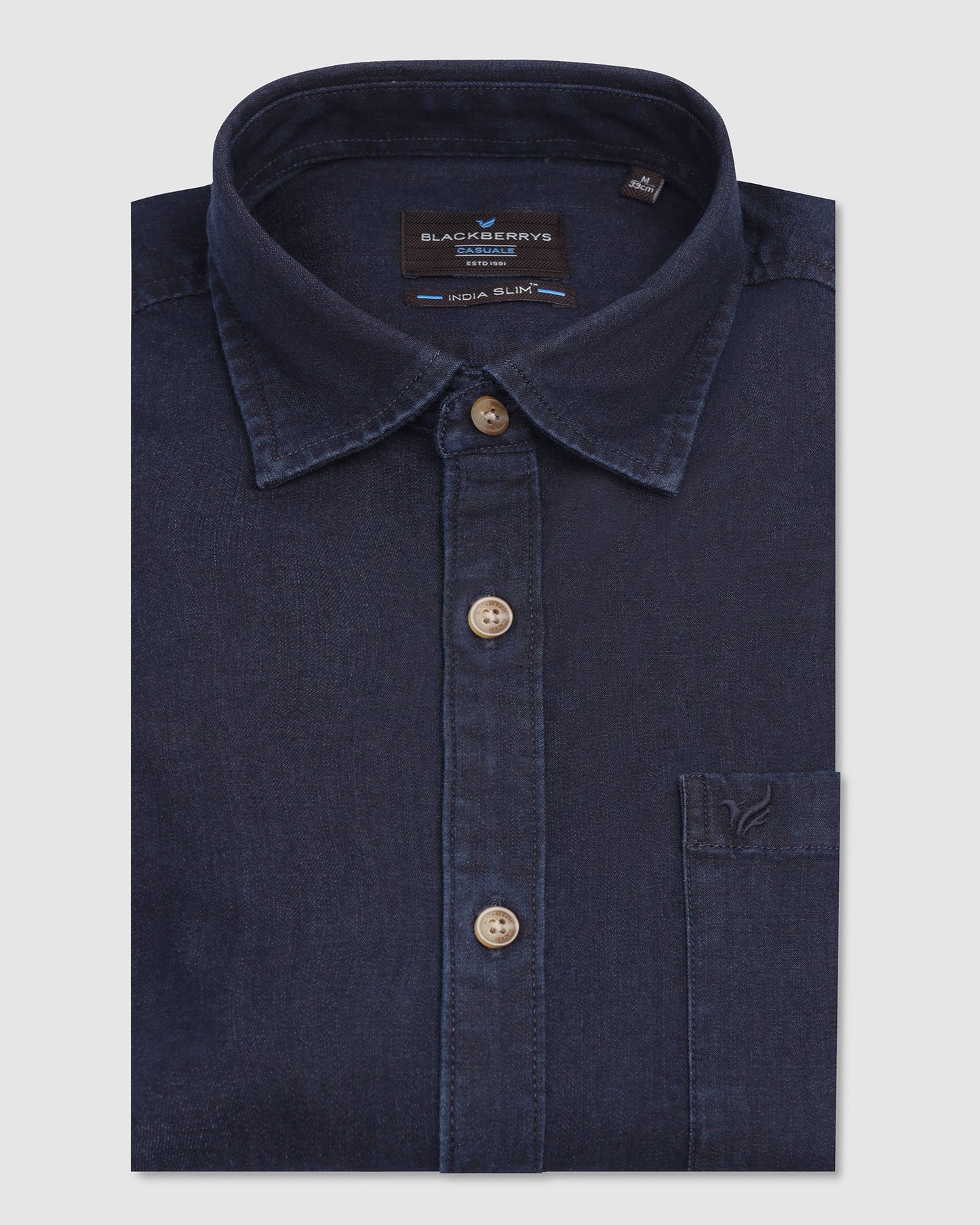 Casual Indigo Solid Shirt - Carson