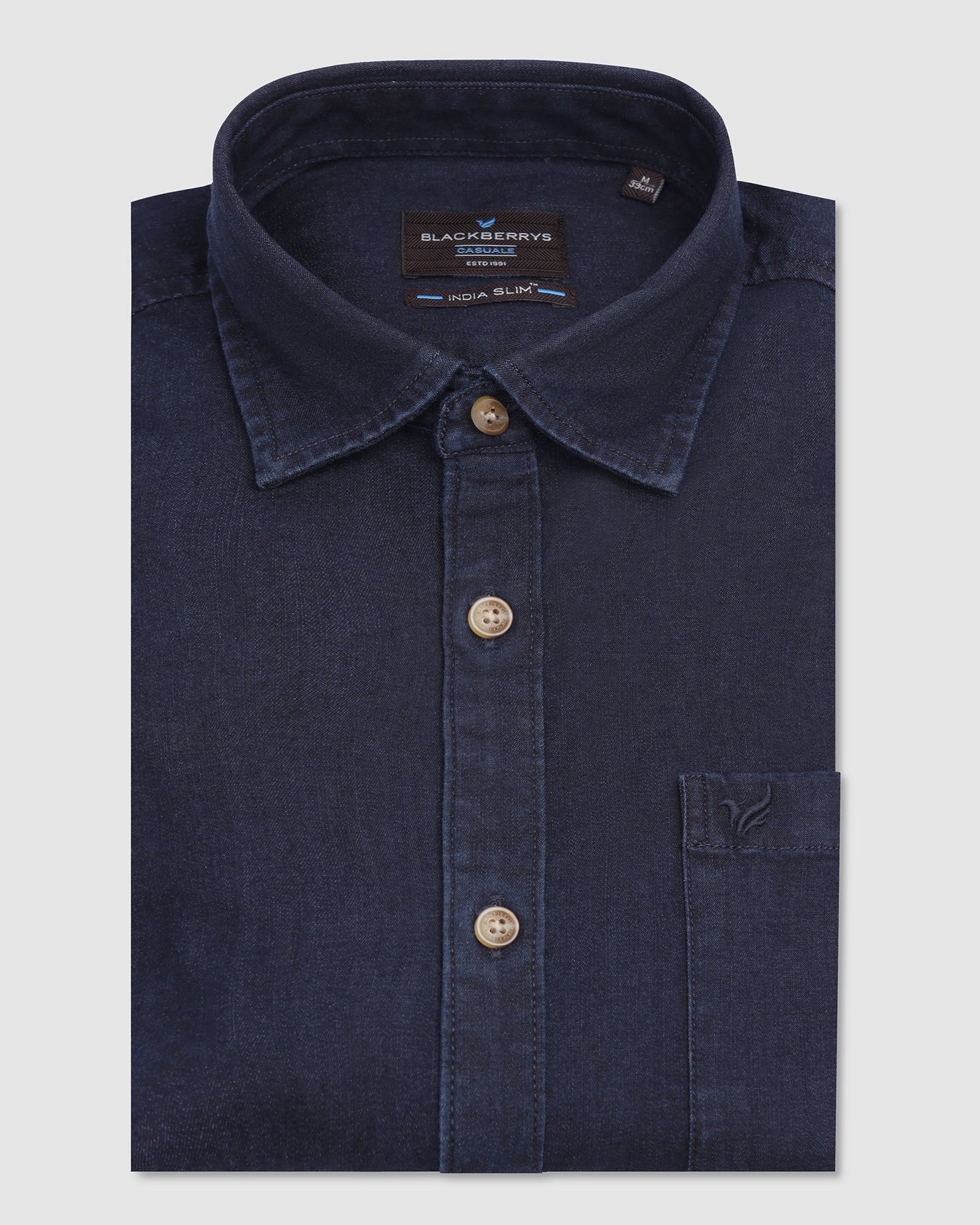 Casual Indigo Solid Shirt - Carson