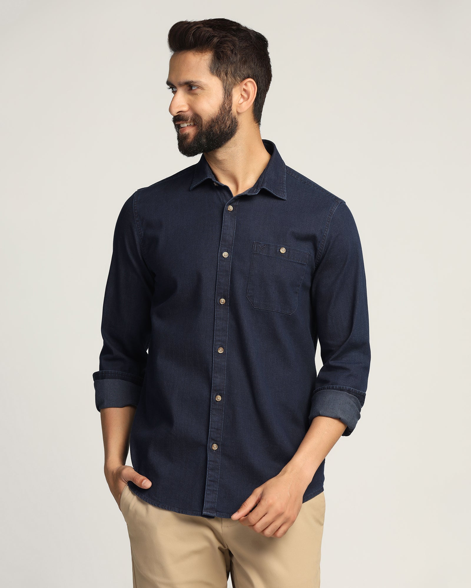 Casual Indigo Solid Shirt - Carson