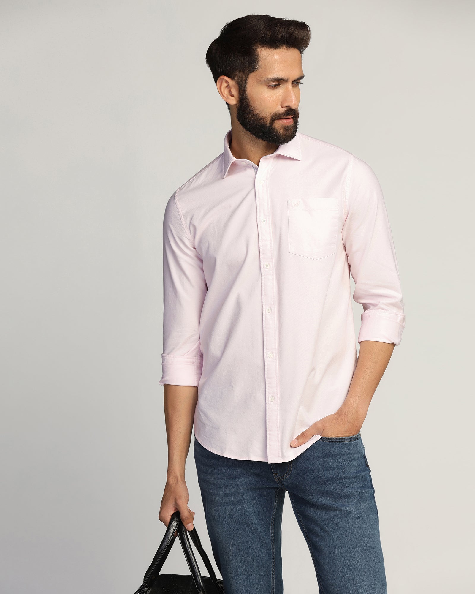 Casual Pink Solid Shirt - Solly