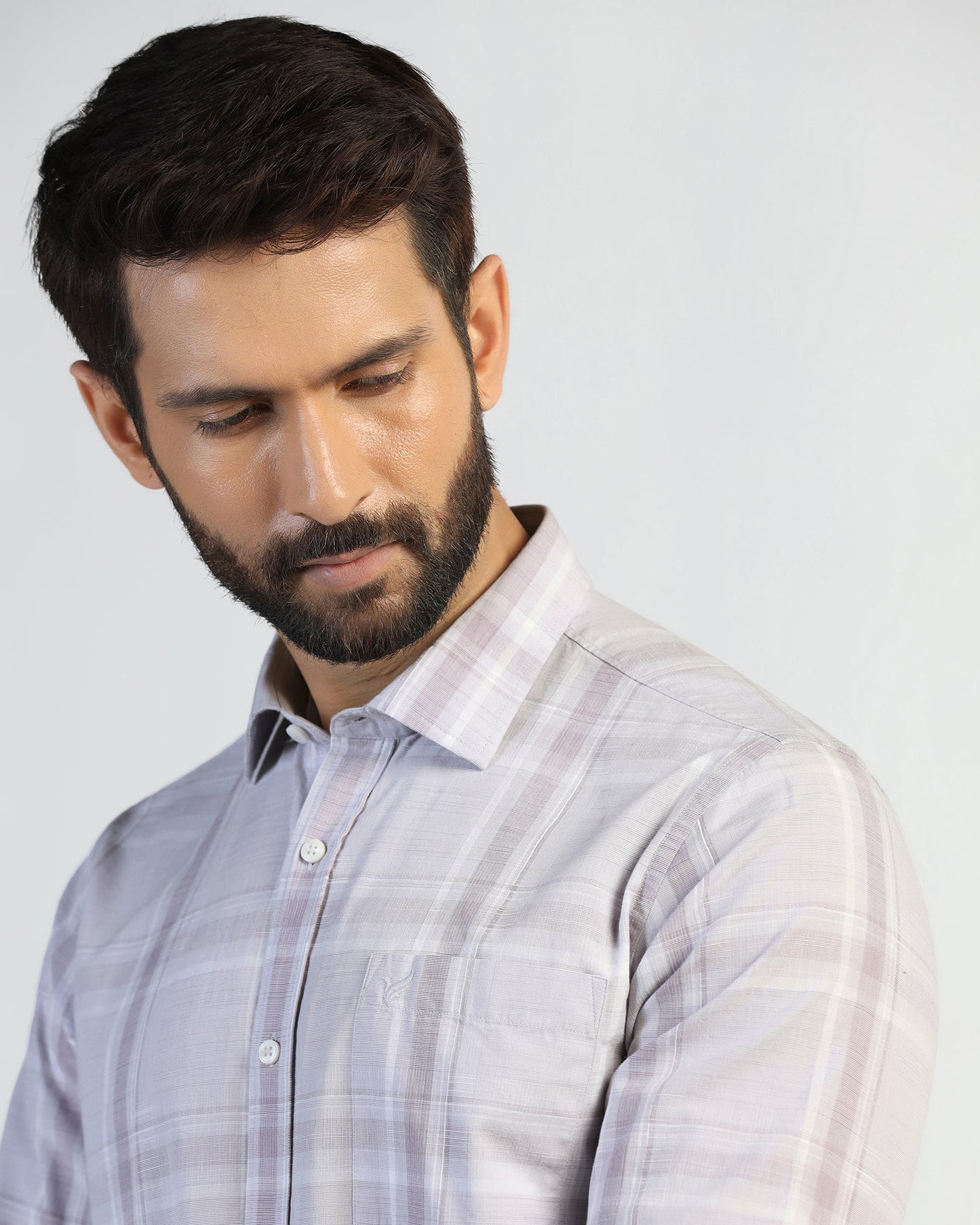Casual Purple Check Shirt - Revon