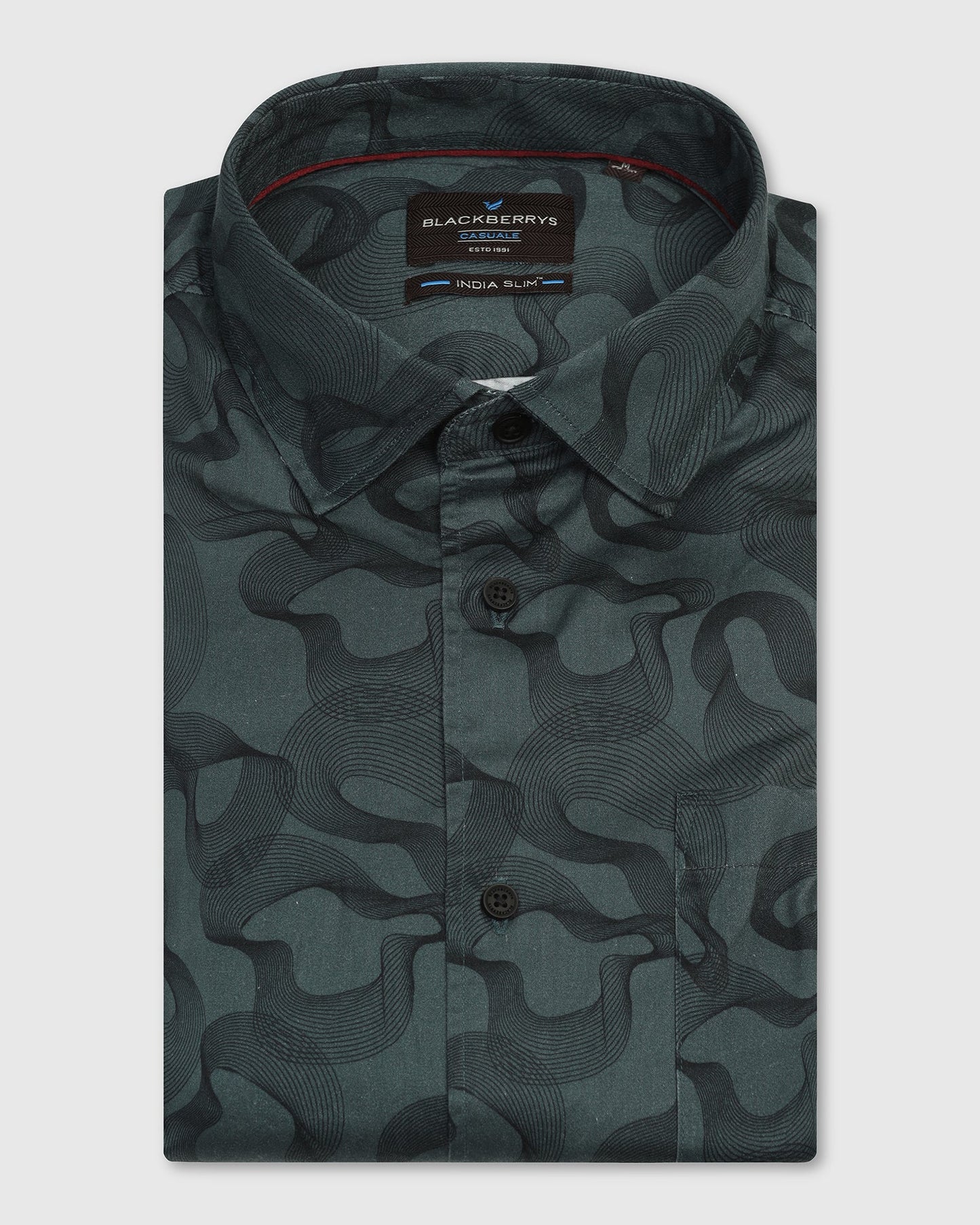 Casual Teal Printed Shirt - Heath