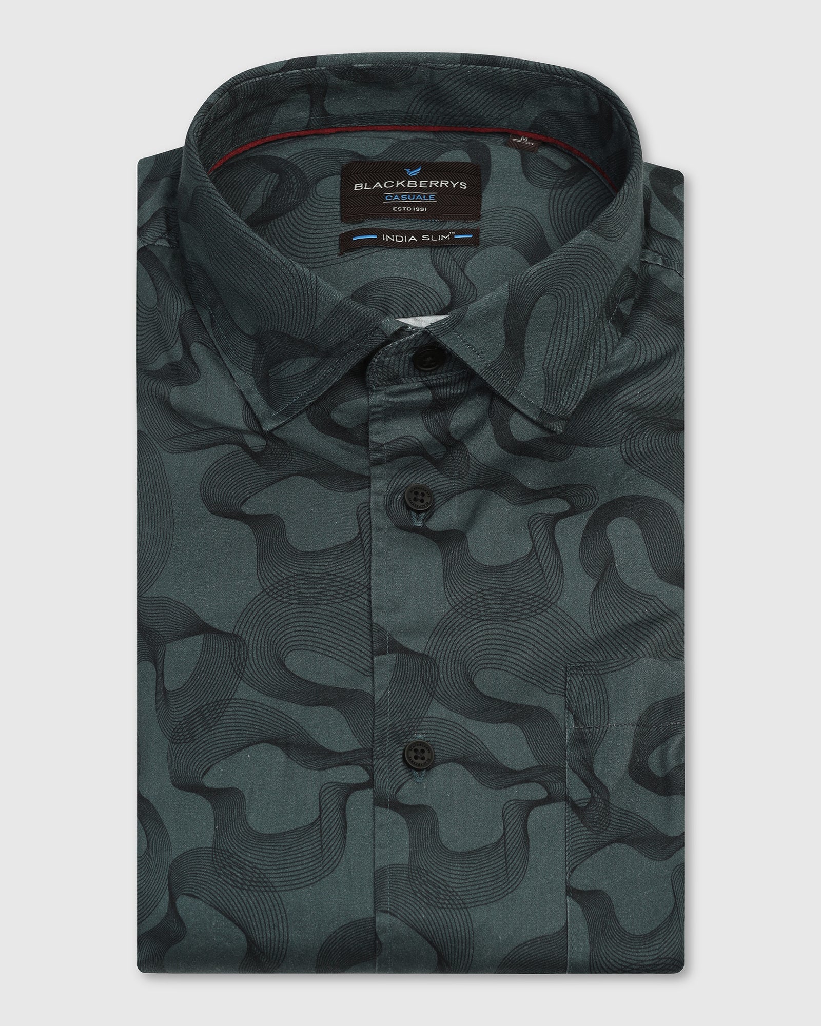 Casual Teal Printed Shirt - Heath