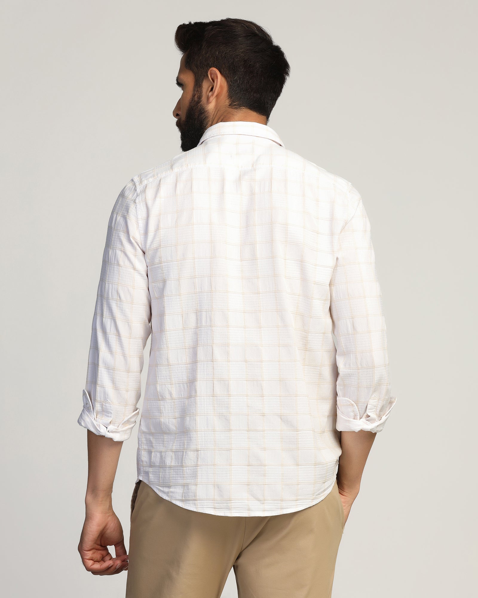 Casual White Check Shirt - Josen