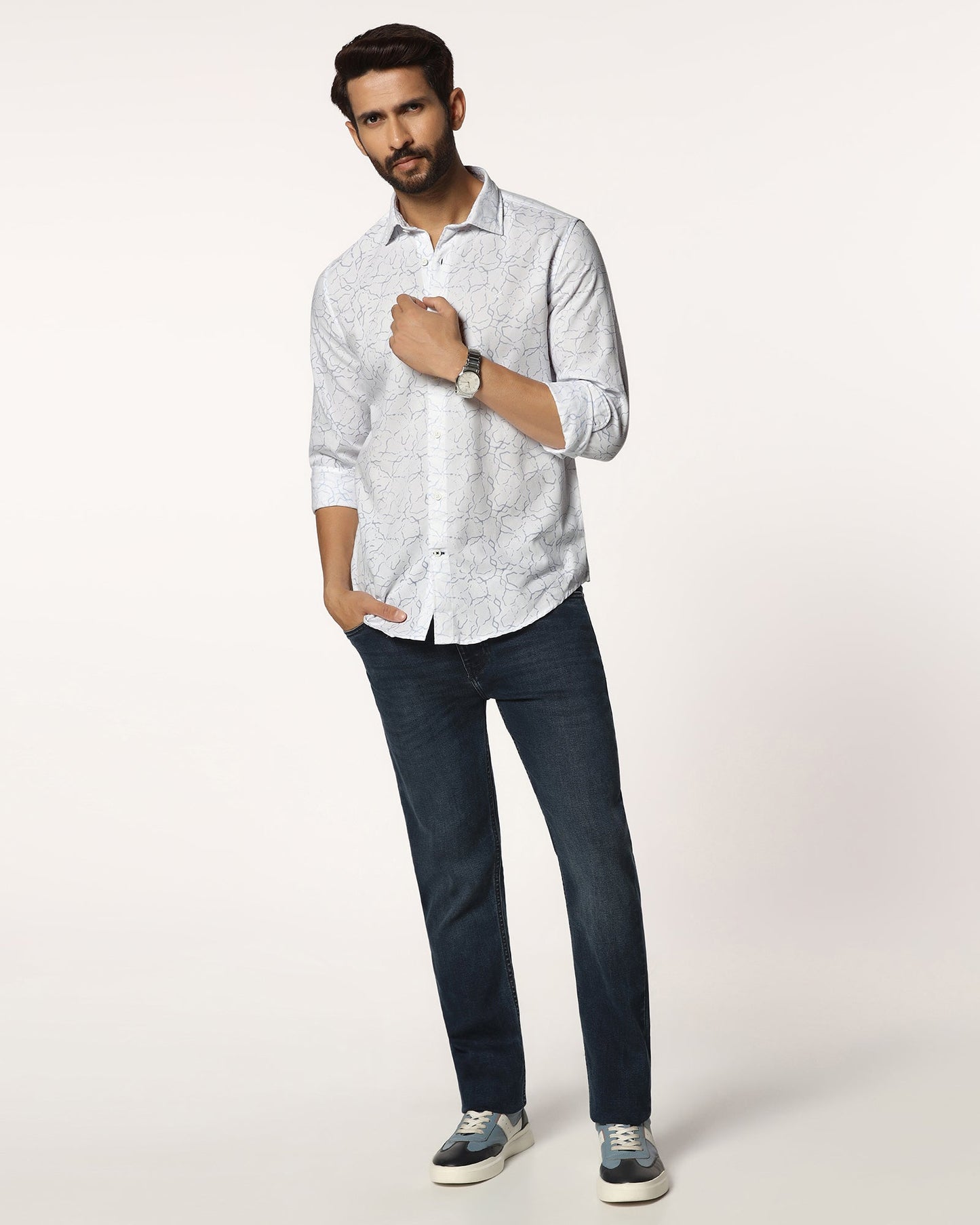 Casual White Printed Shirt - Mercer