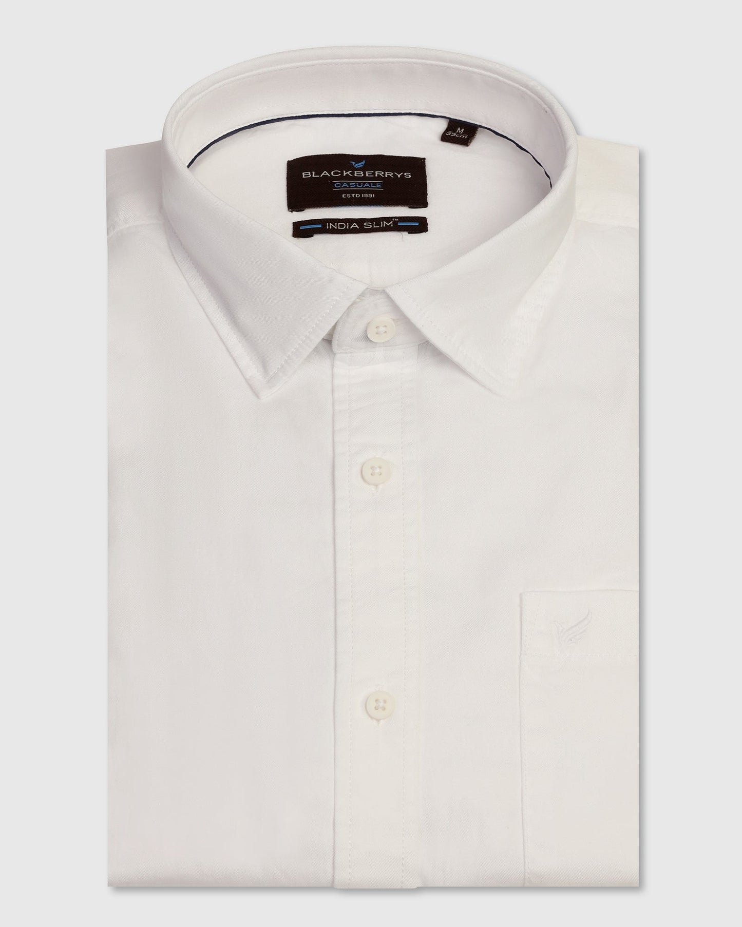 Casual White Solid Shirt - Juro