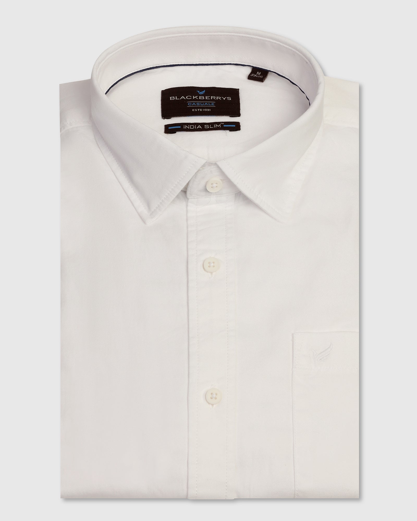 Casual White Solid Shirt - Juro