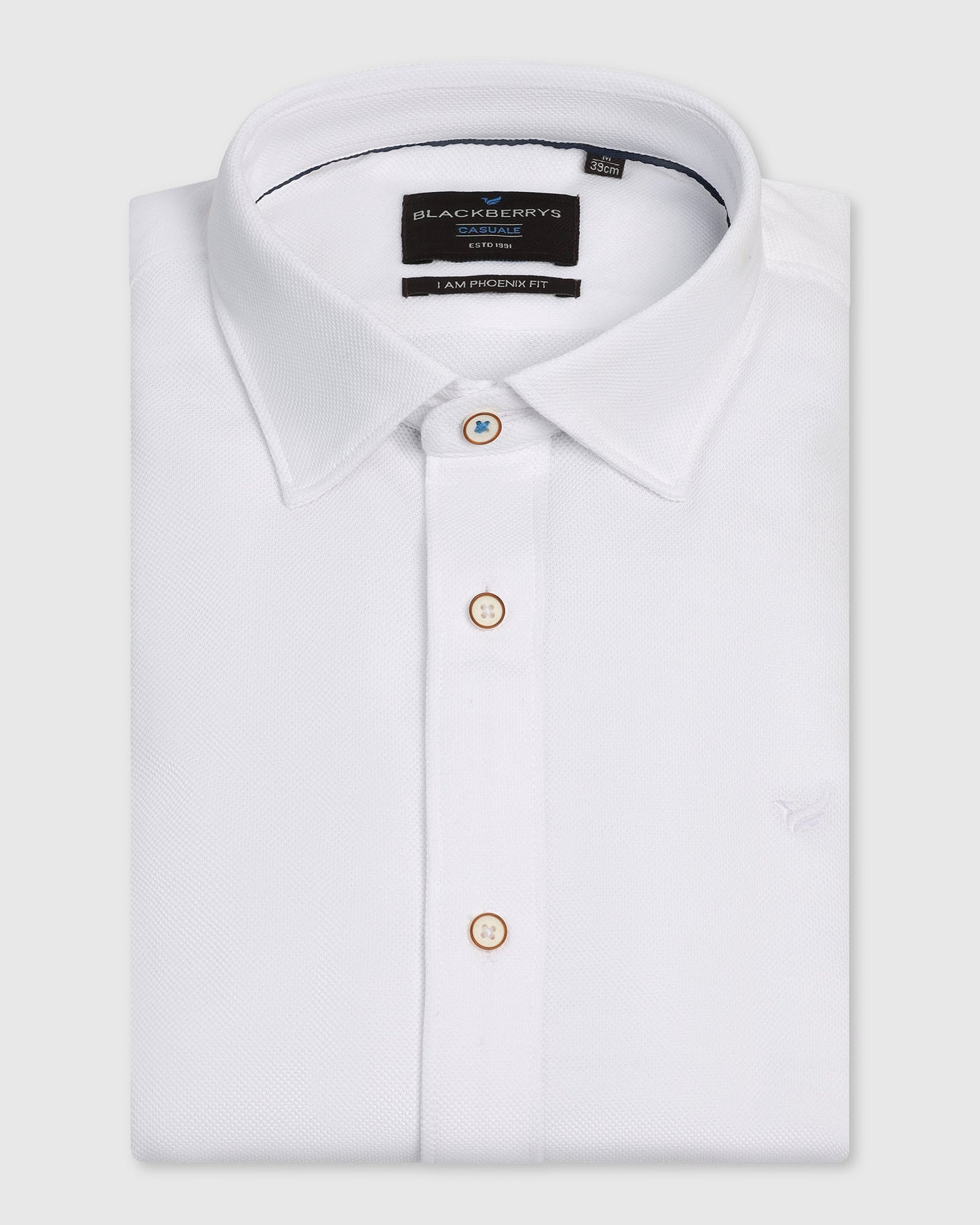 Casual White Solid Shirt - Pelantos