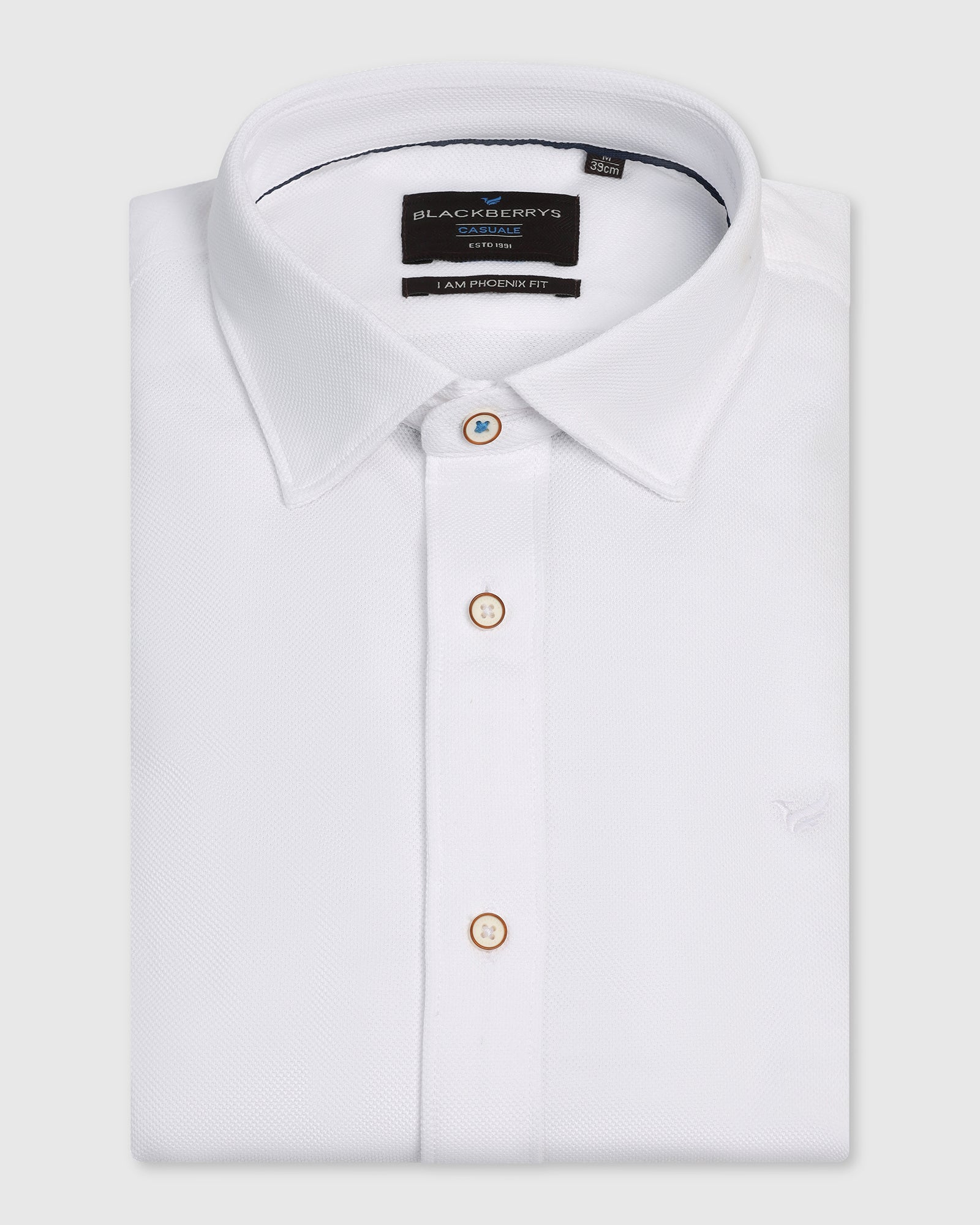 Casual White Solid Shirt - Pelantos