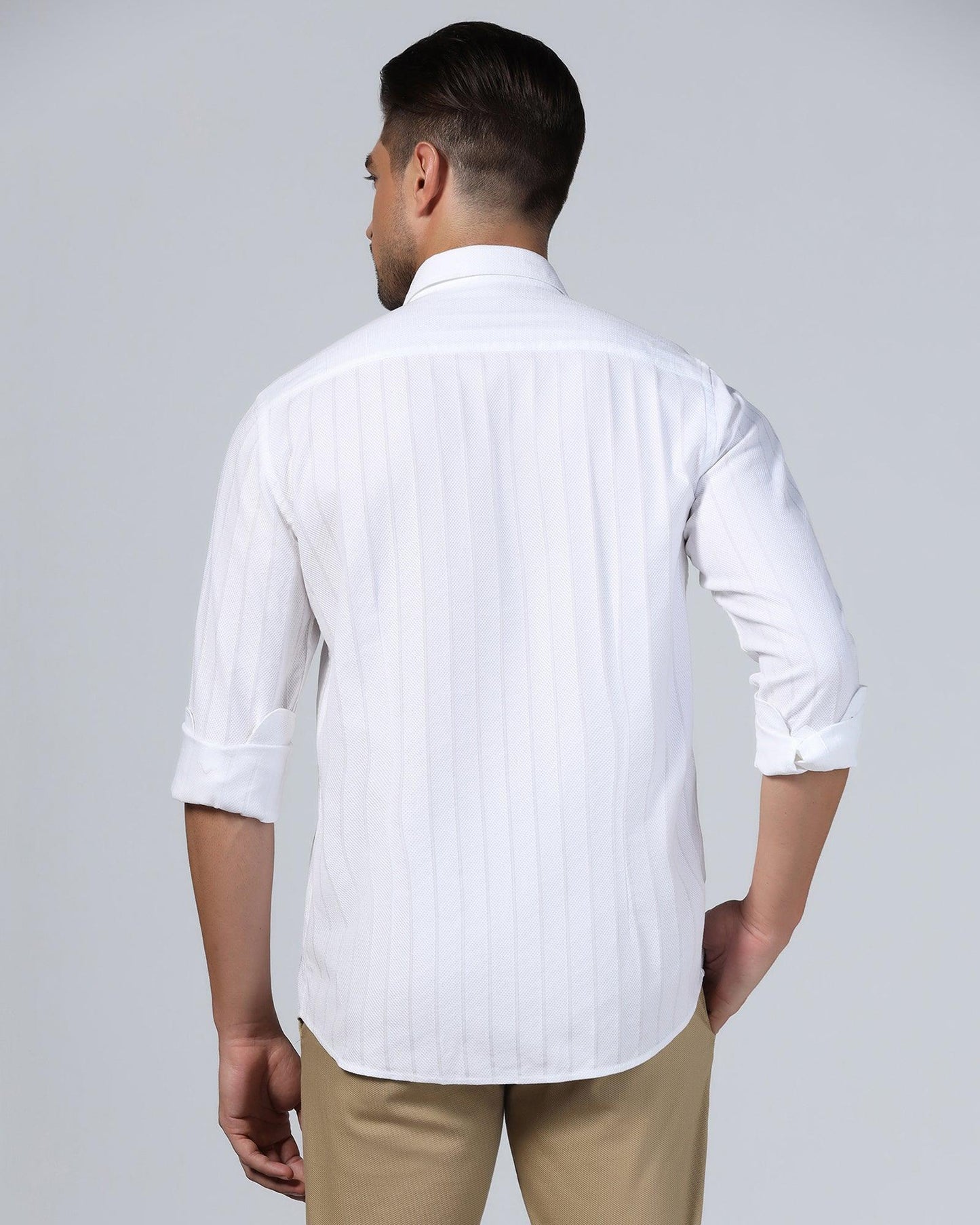 Casual White Stripe Shirt - Tuscany
