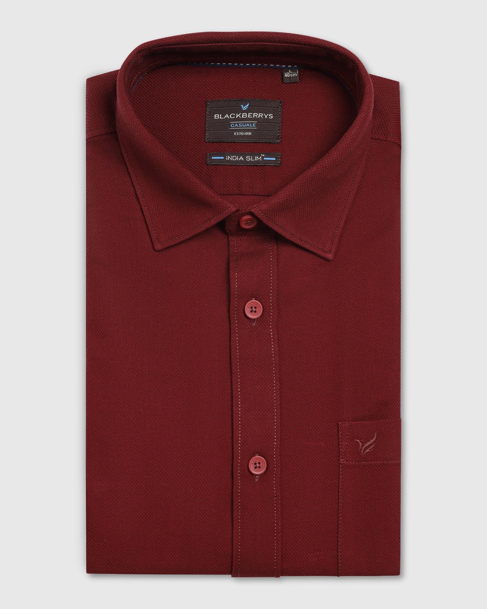 Casual Wine Textured Shirt - Caty