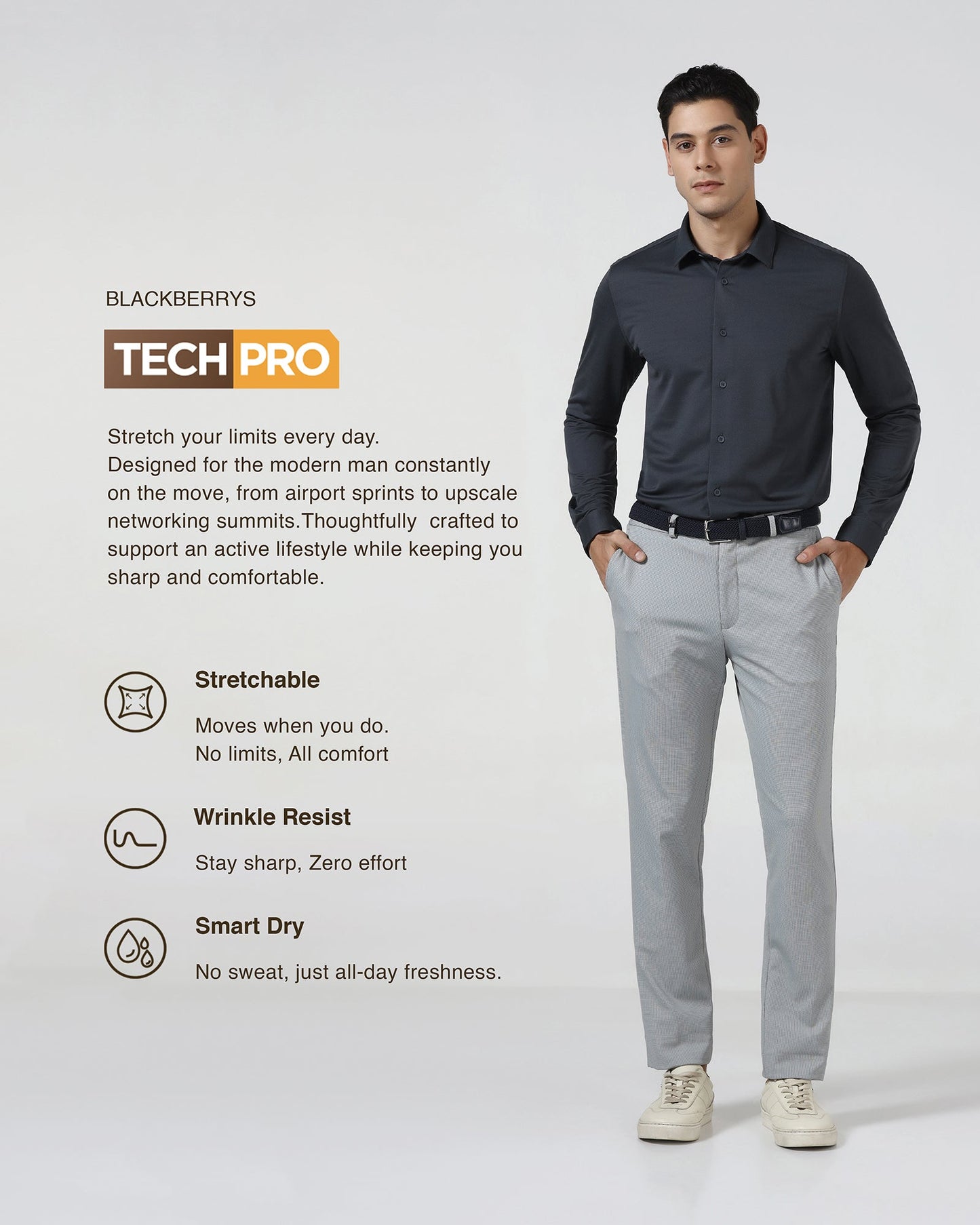 Charcoal TechPro Stripe Shirt - Keish