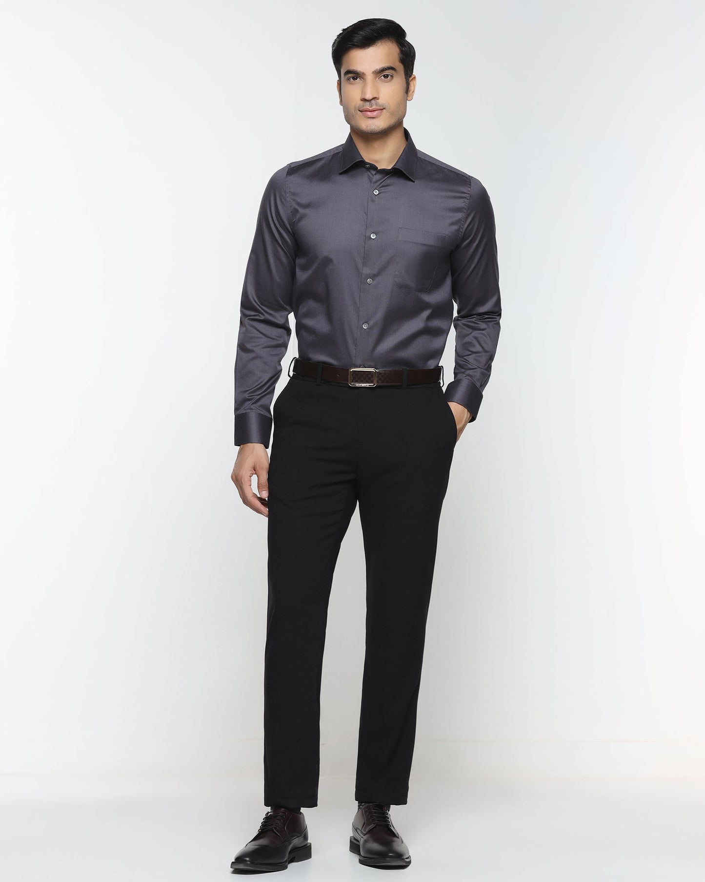 Charcoal Black Luxe Textured Shirt - Crypto