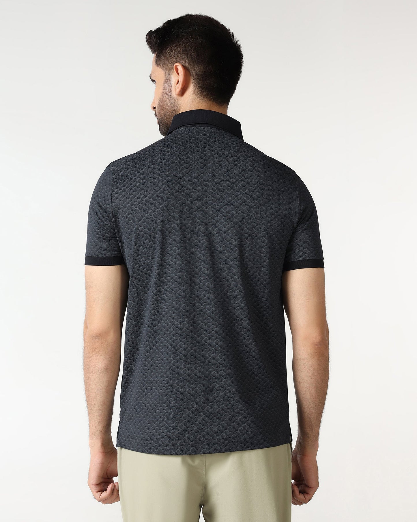 Charcoal Abstract Print Polo - Deco