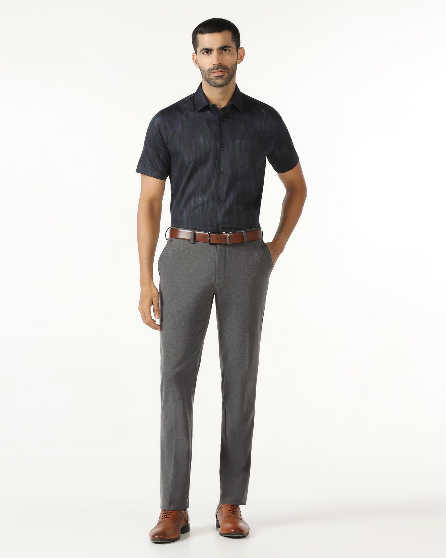 Charcoal Solid Trouser - Sedra