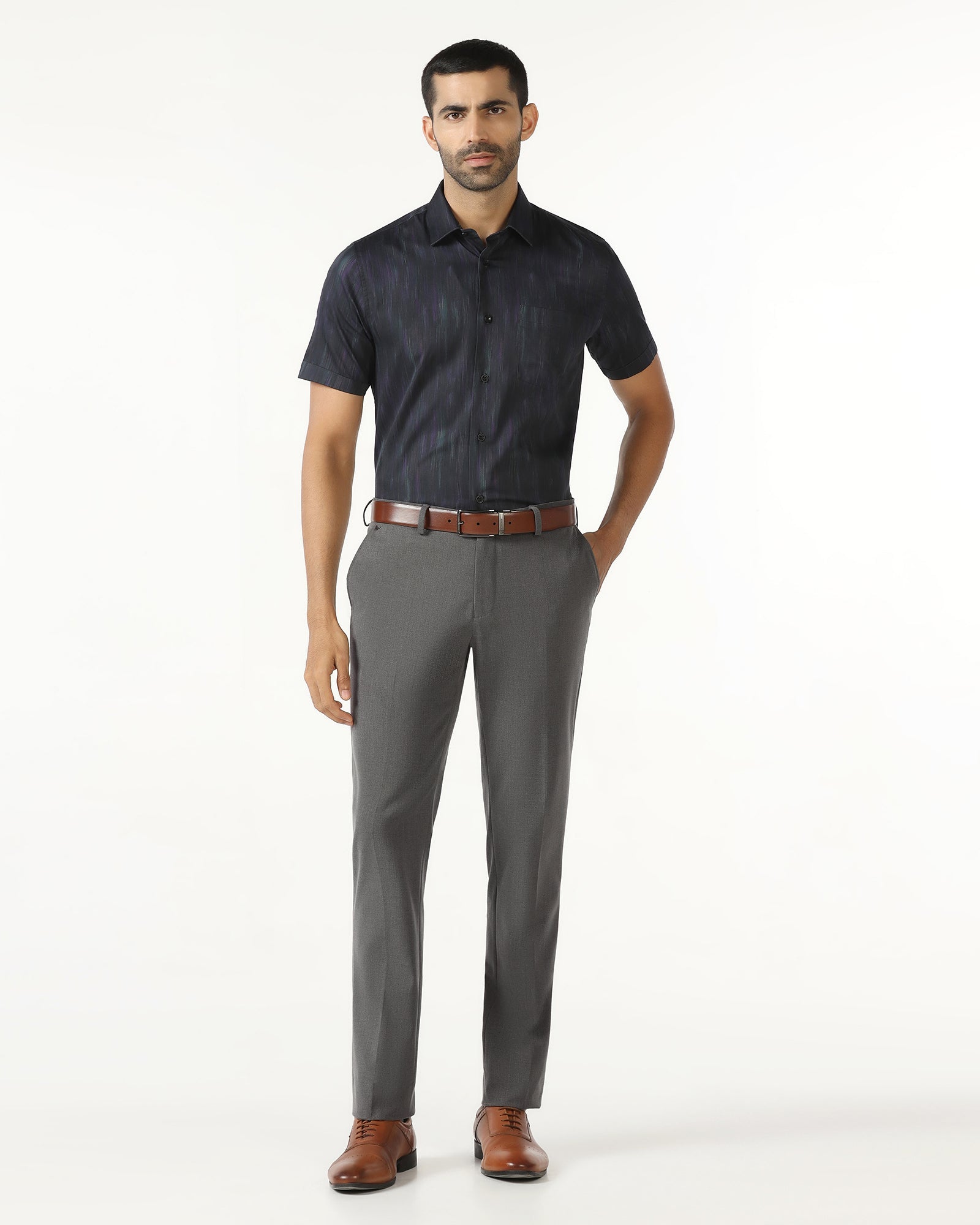 Charcoal Solid Trouser - Sedra