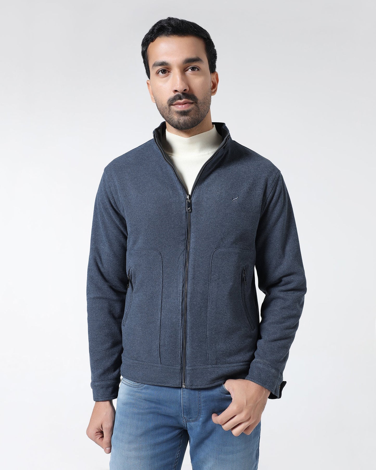 Charcoal Reversible Solid Zipper Jacket - Yulin