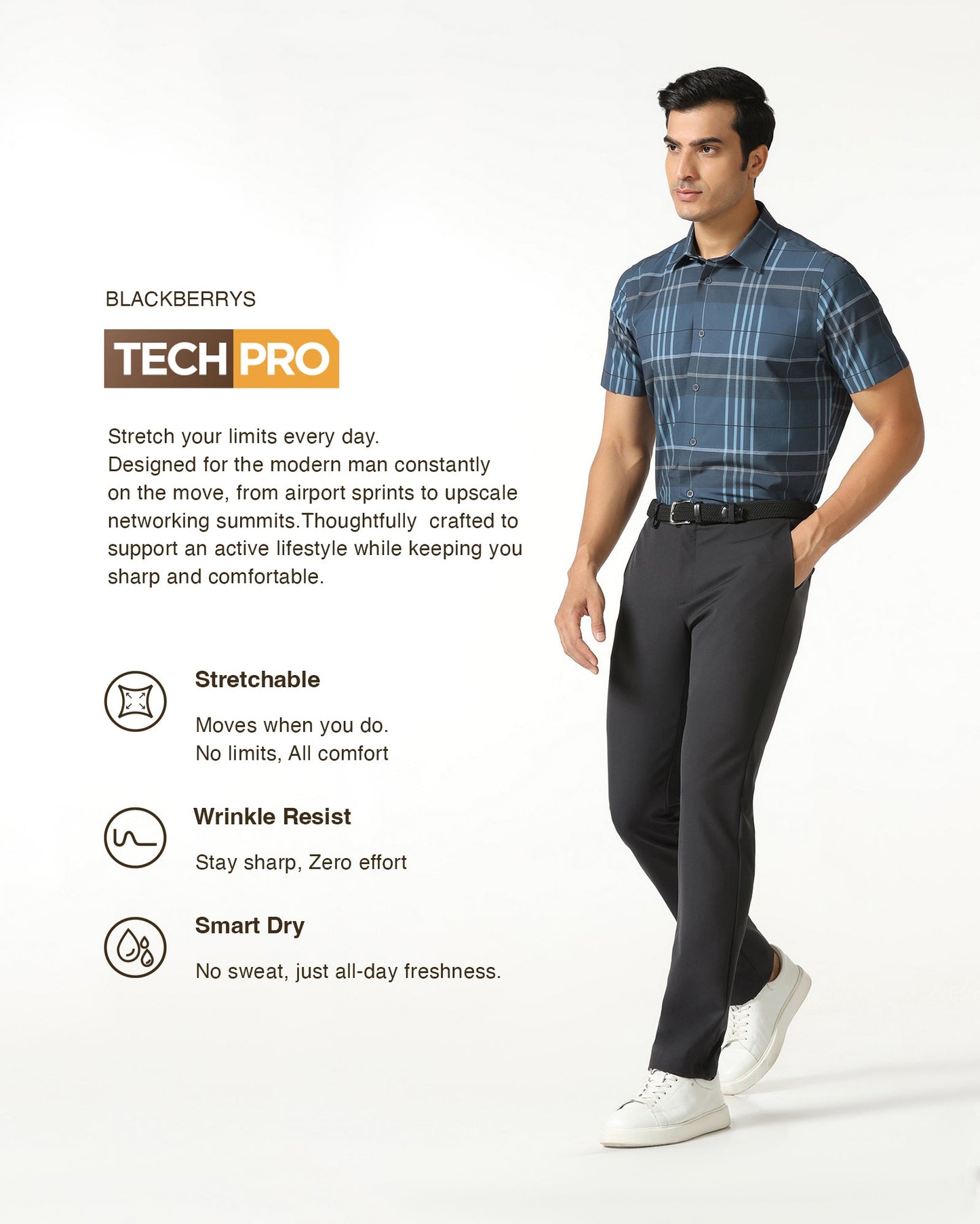 Charcoal TechPro Solid Trouser - Ashley