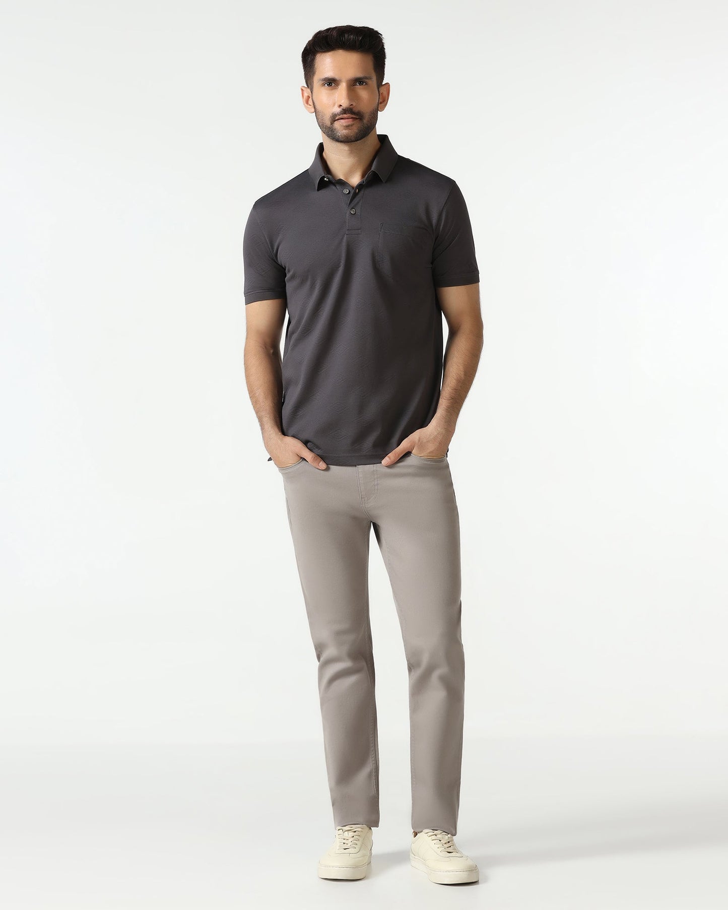 Charcoal Textured Polo - Wayne