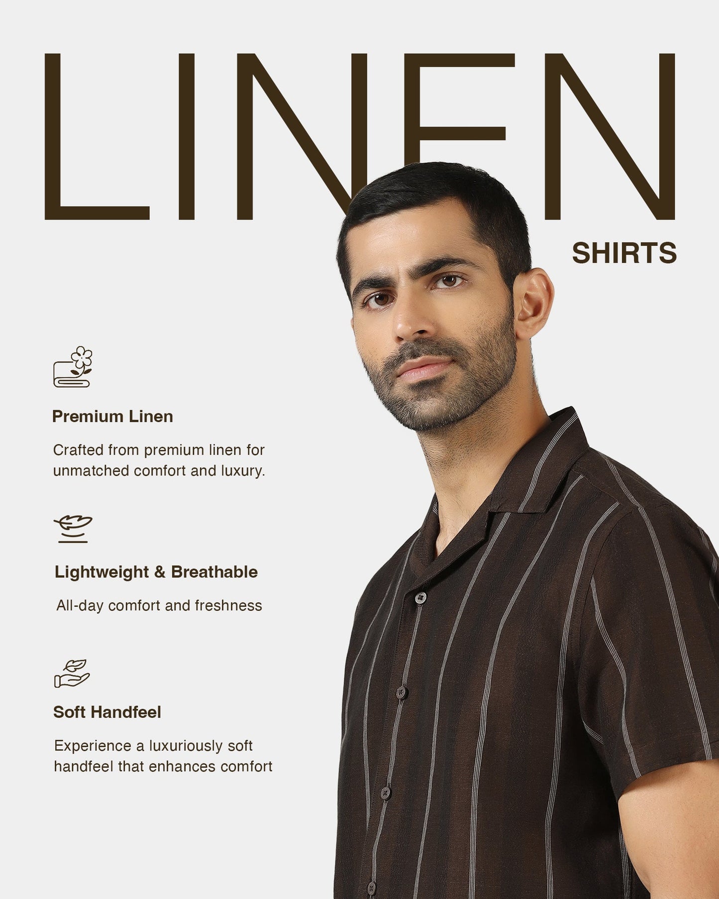 Chocolate Sauce Half Sleeve Linen Stripe Shirt - Ramiro