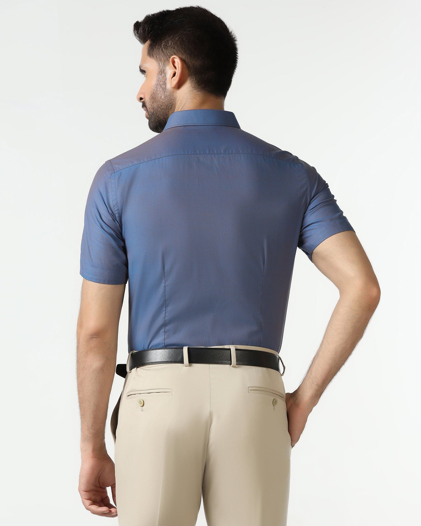 Cobalt Half Sleeve Textured Shirt - Zander