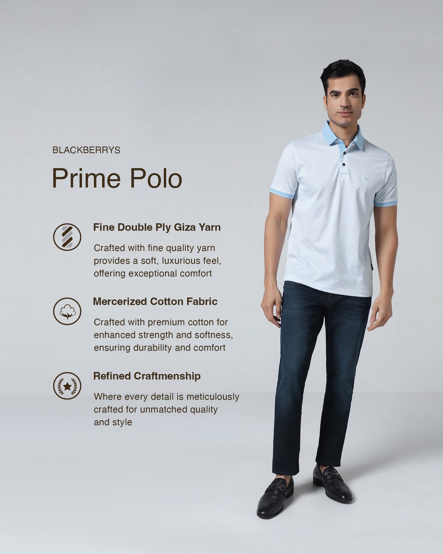 Cool Blue Printed Polo - Cross