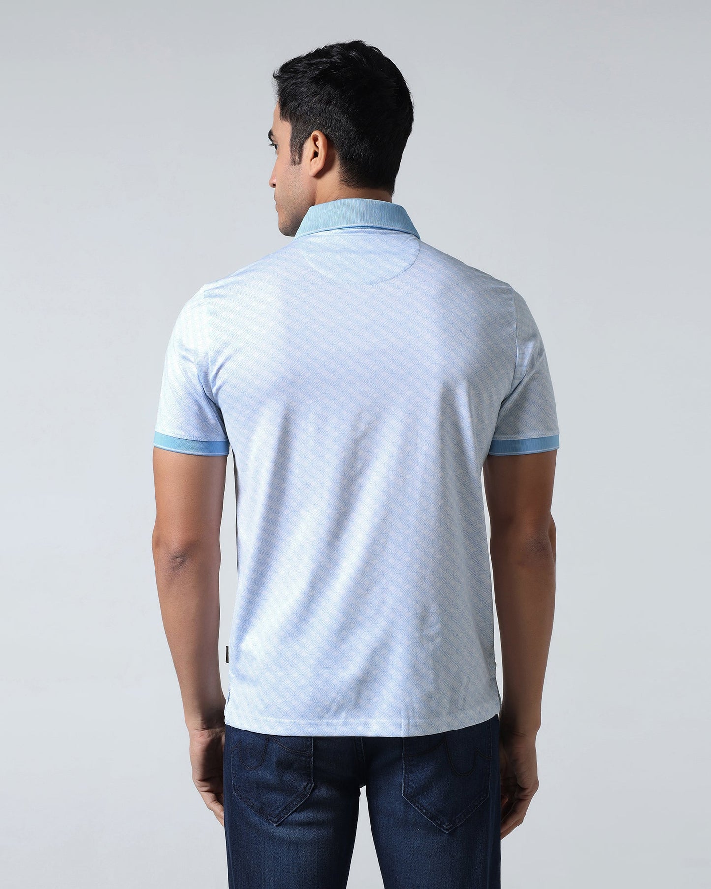Cool Blue Printed Polo - Cross