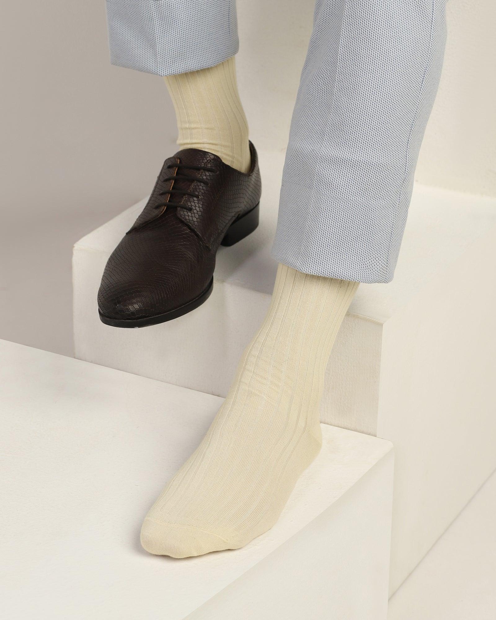 Cotton Beige Knitted Socks - Thai