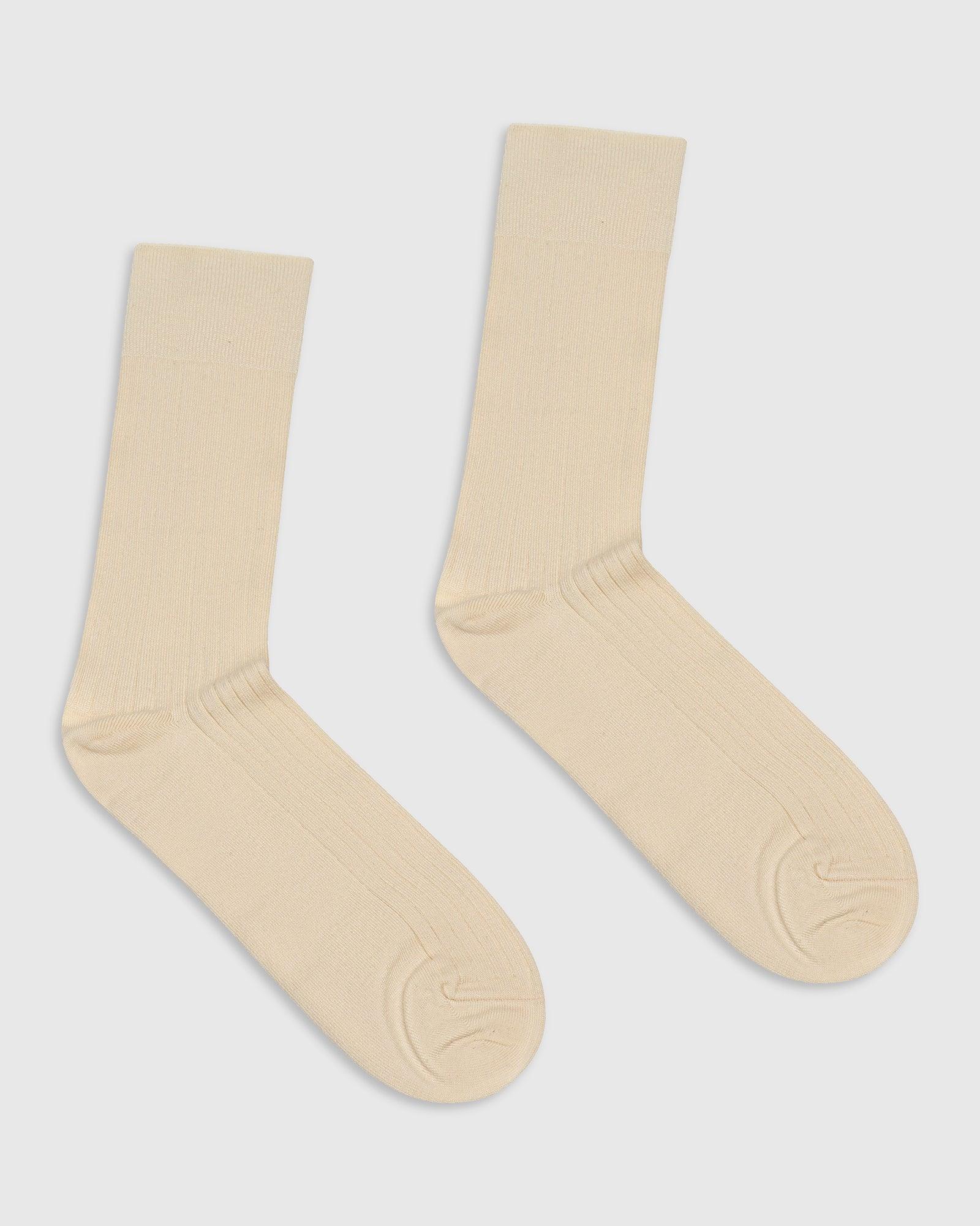 Cotton Beige Knitted Socks - Thai