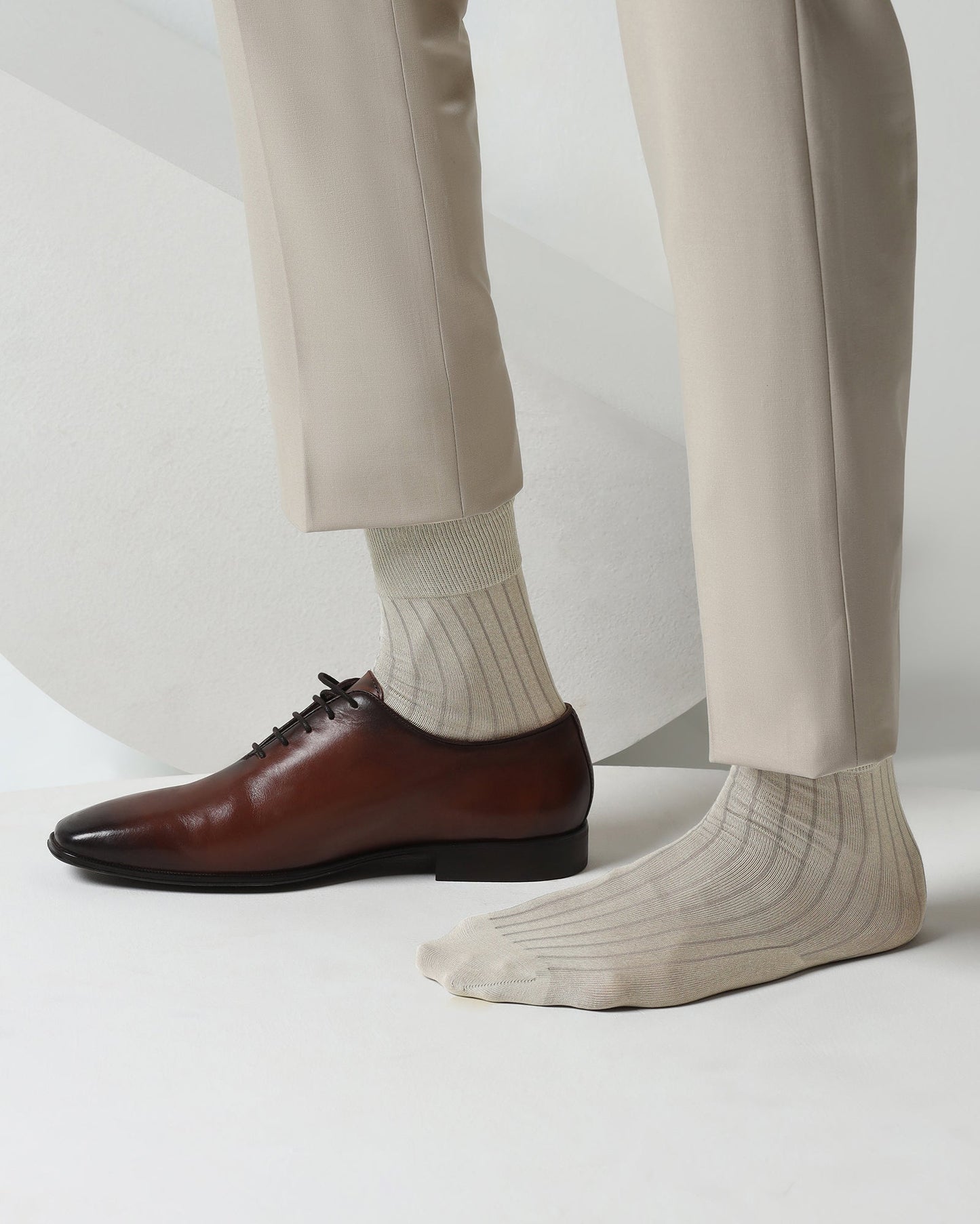 Cotton Beige Knitted Socks - Vanek