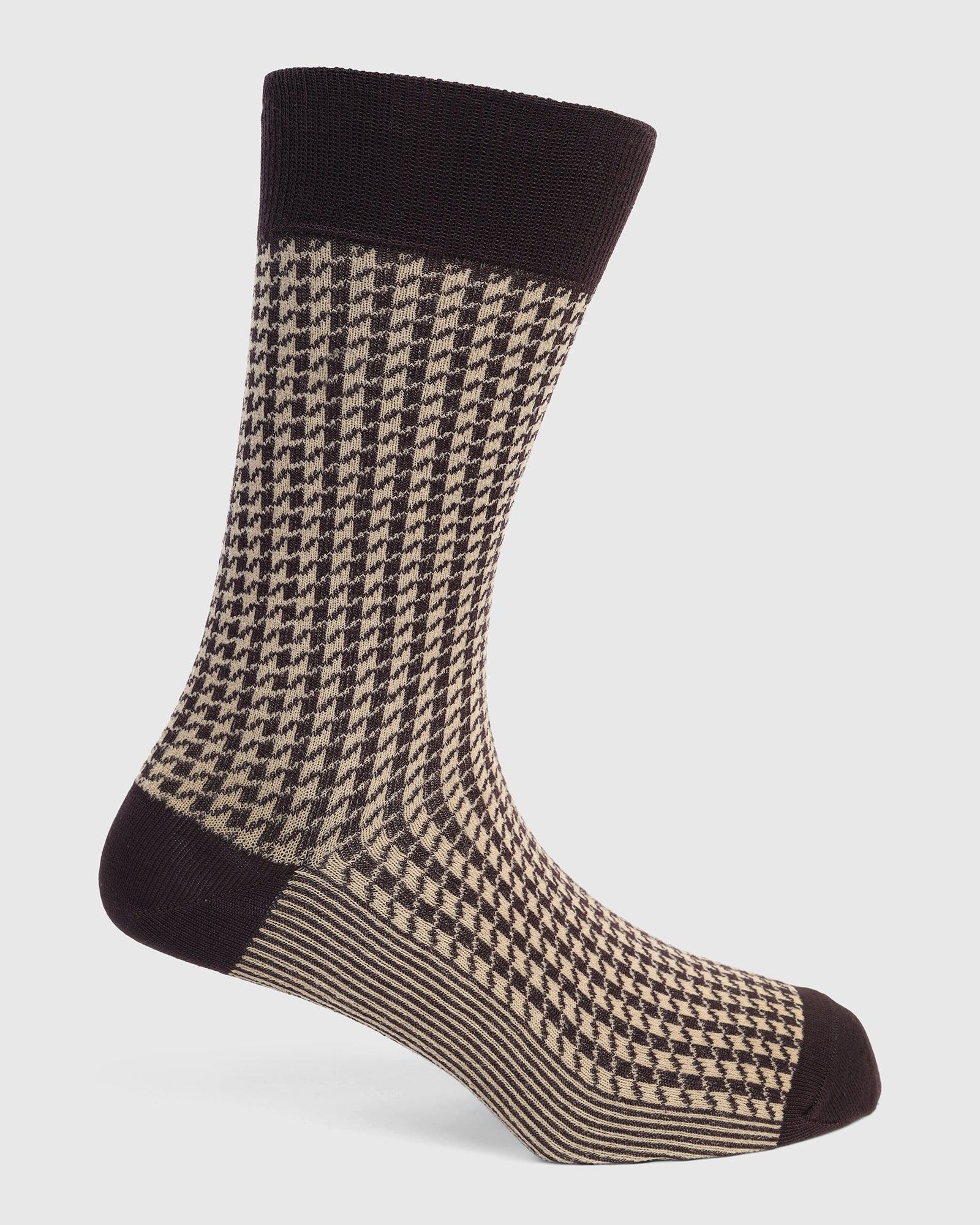 Cotton Brown Knitted Socks - Tesla