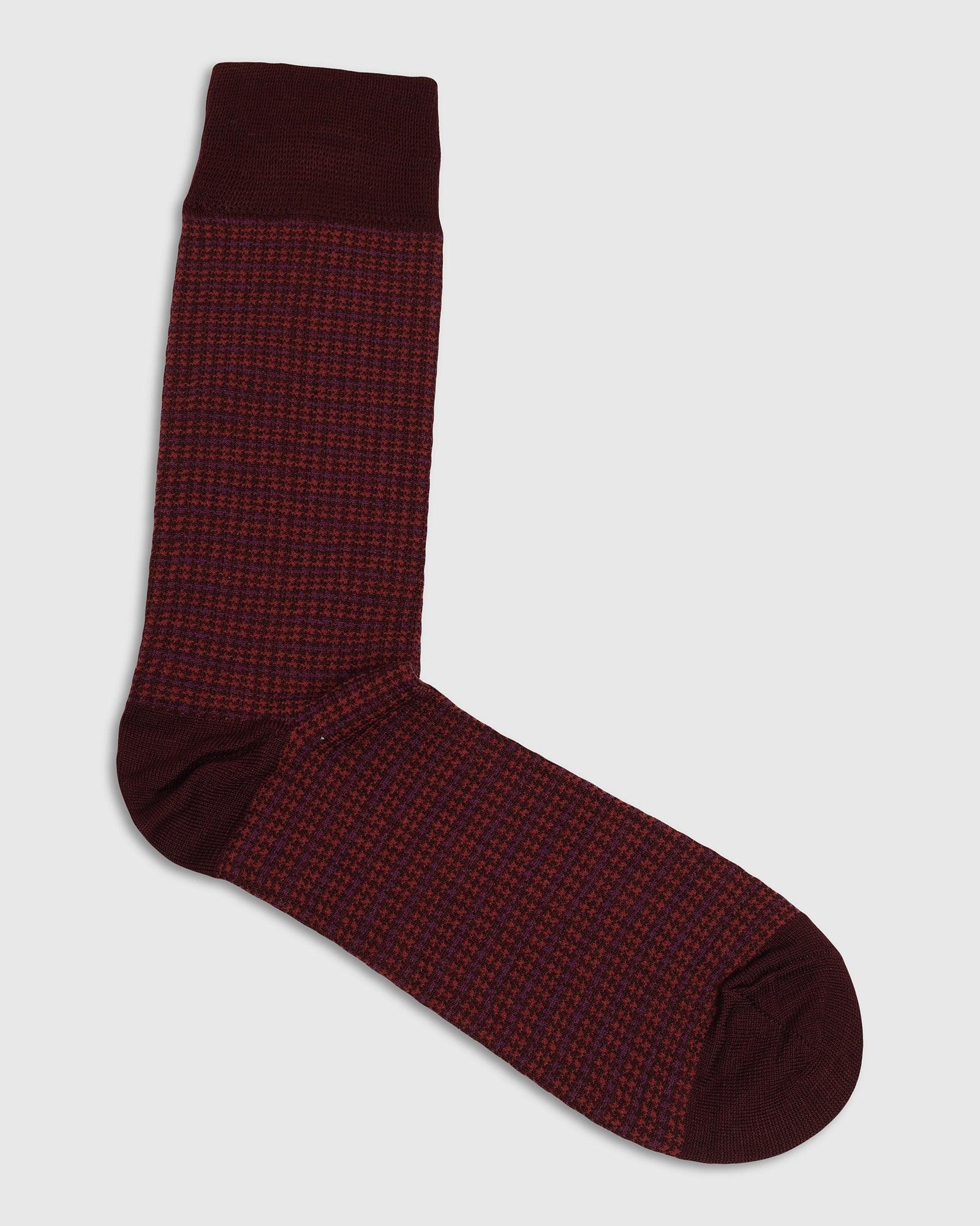 Cotton Maroon Knitted Socks - Tauro