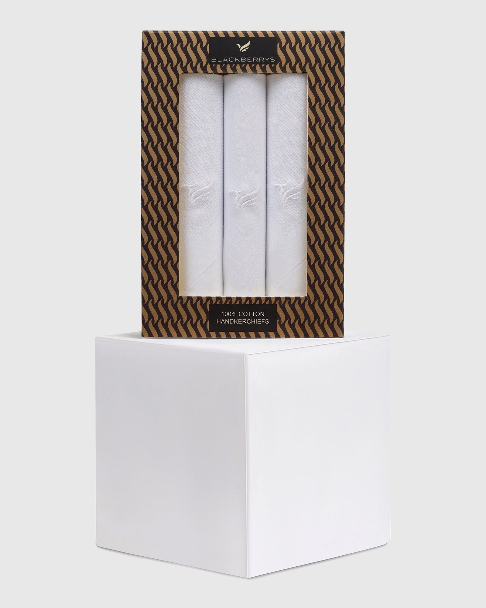 Cotton White Check Handkerchief - Voy