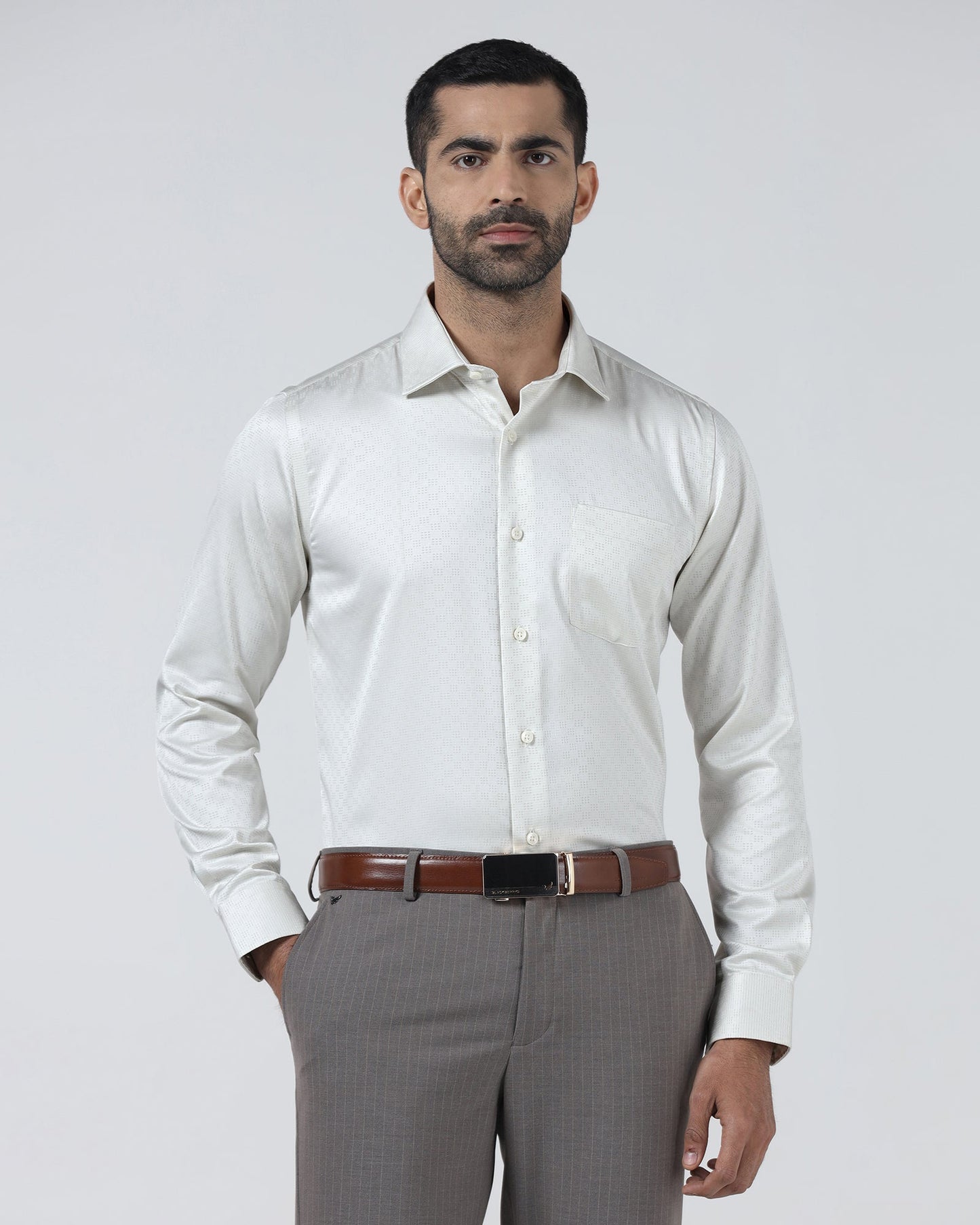Cream Unwrinkle Textured Shirt - Easton