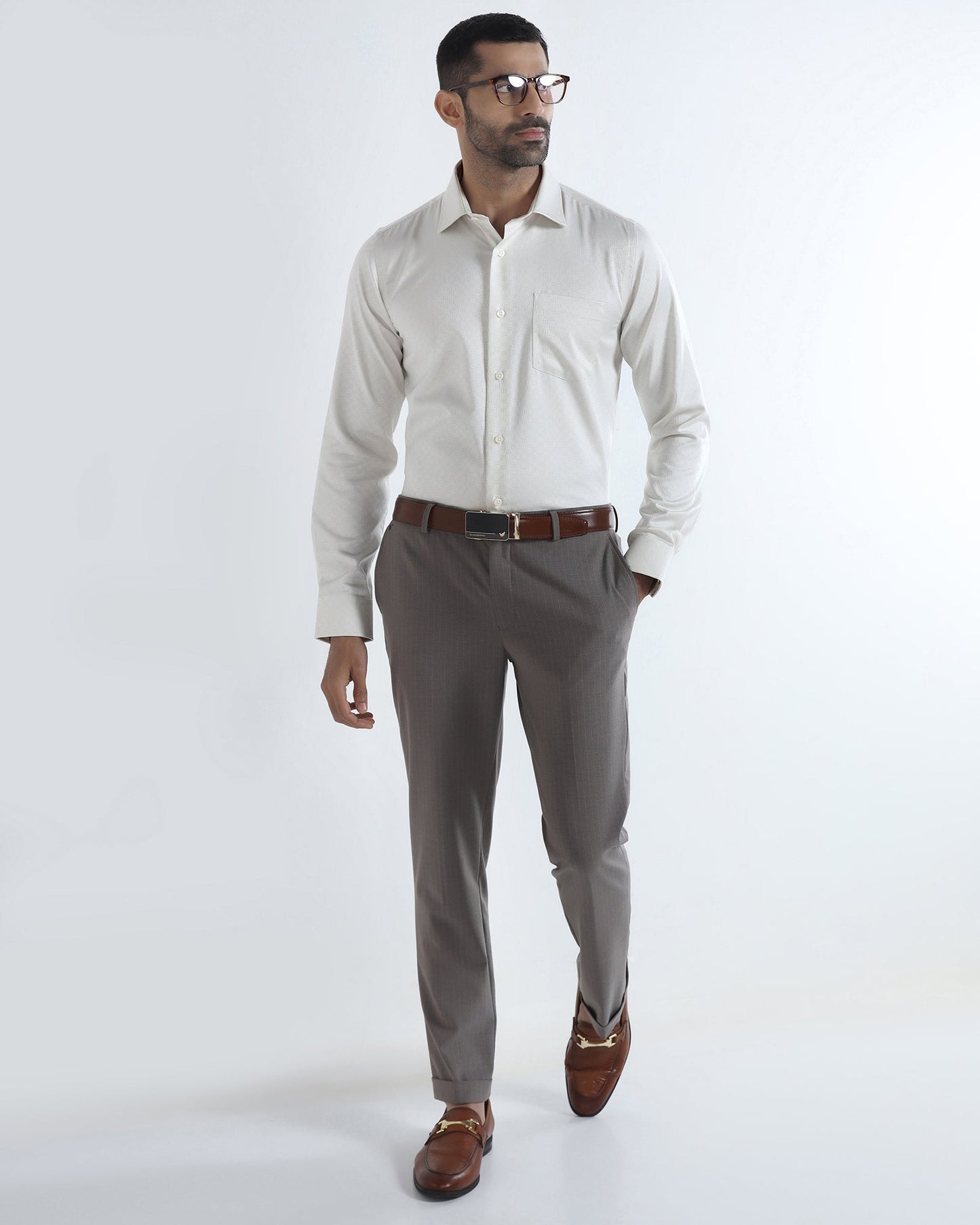 Cream Unwrinkle Textured Shirt - Easton