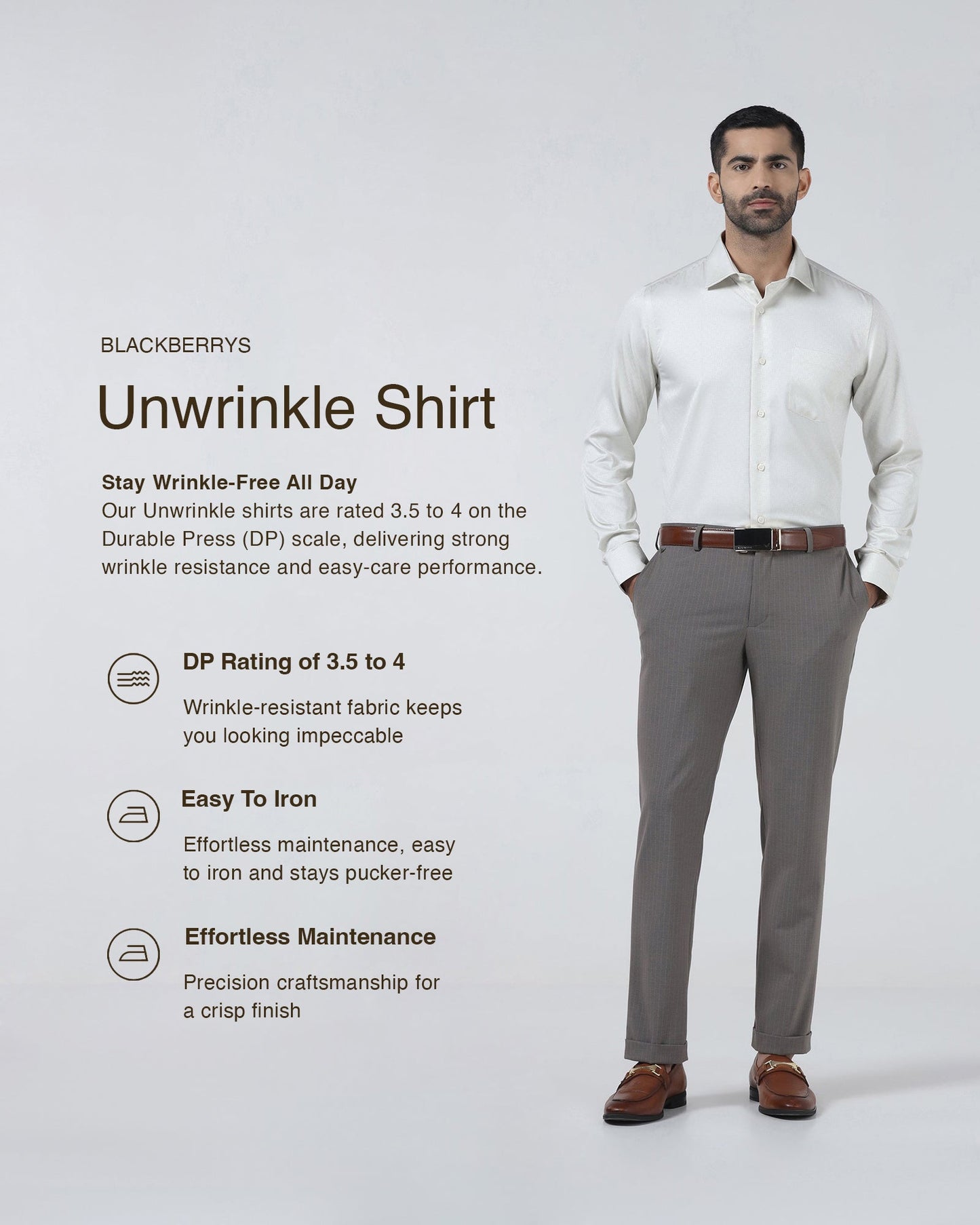 Cream Unwrinkle Textured Shirt - Easton
