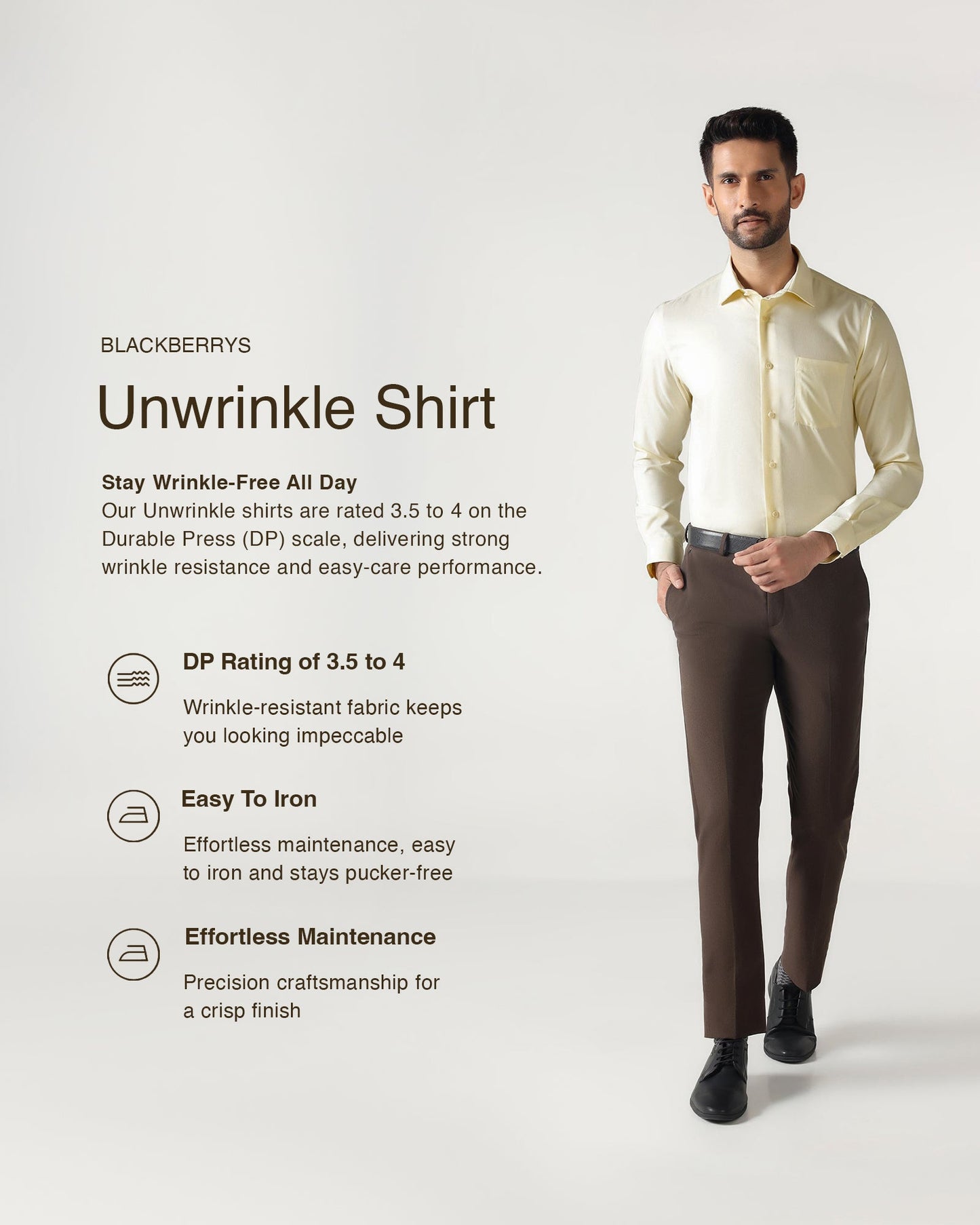 Cream Non Iron Textured Shirt - P31